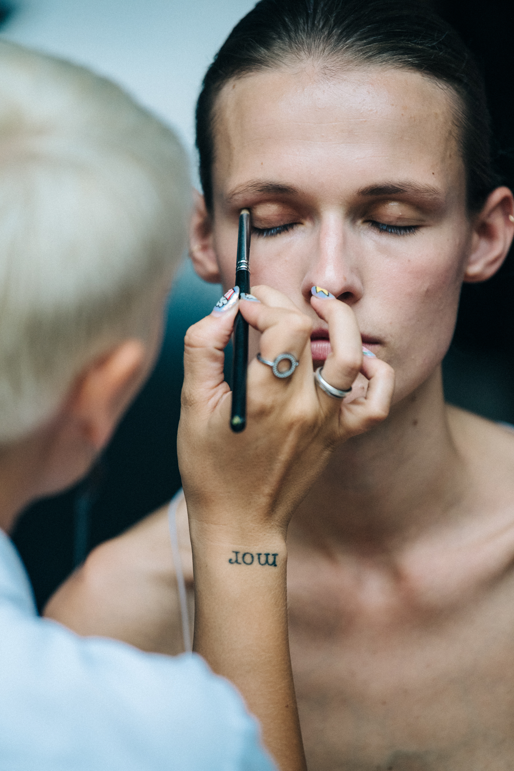 Emma Oak Isbach backstage at Birger Christensen