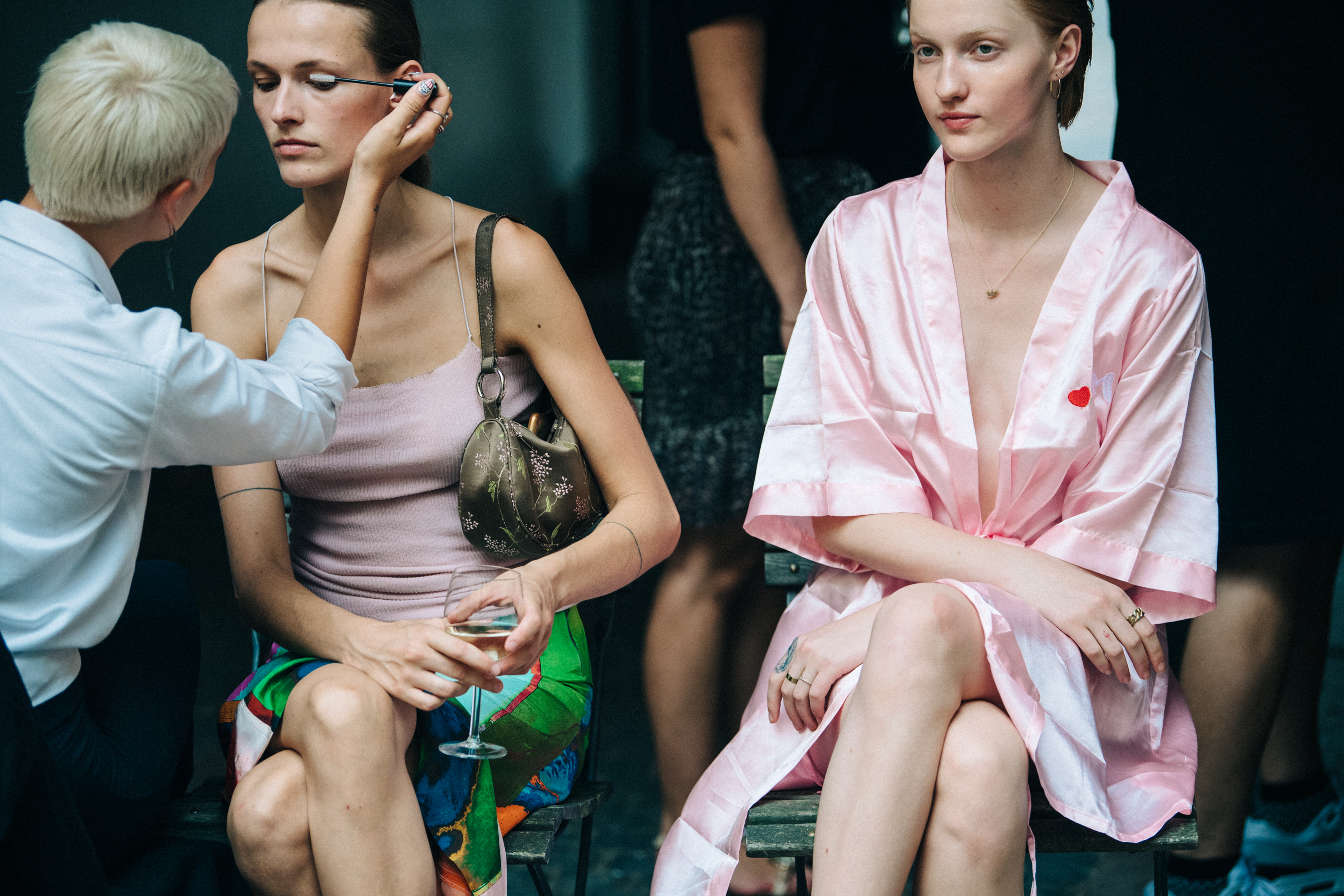 Emma Oak Isbach backstage at Birger Christensen
