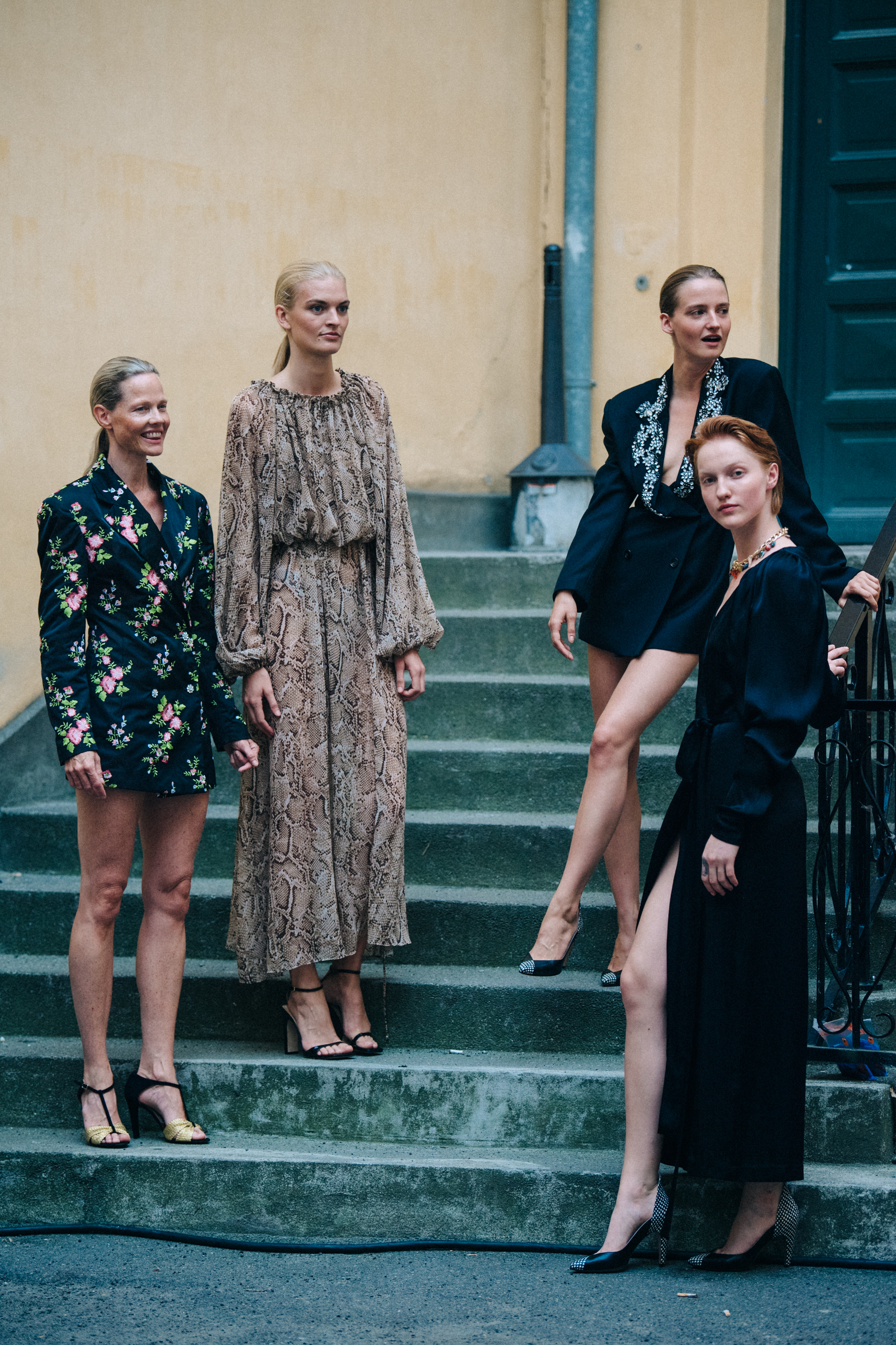Models on stairs at Birger Christensen