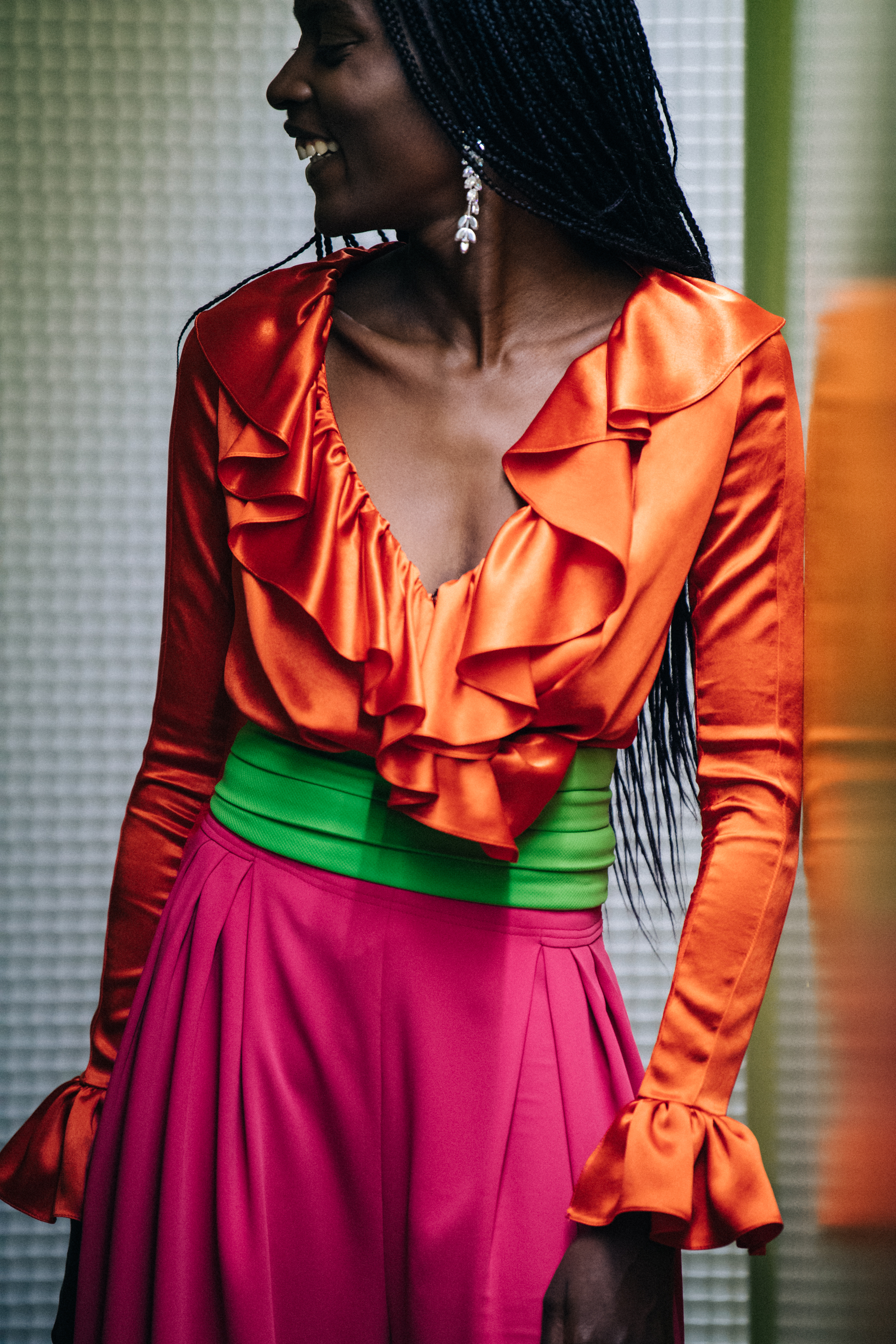 Models wearing colourful Koche outfits