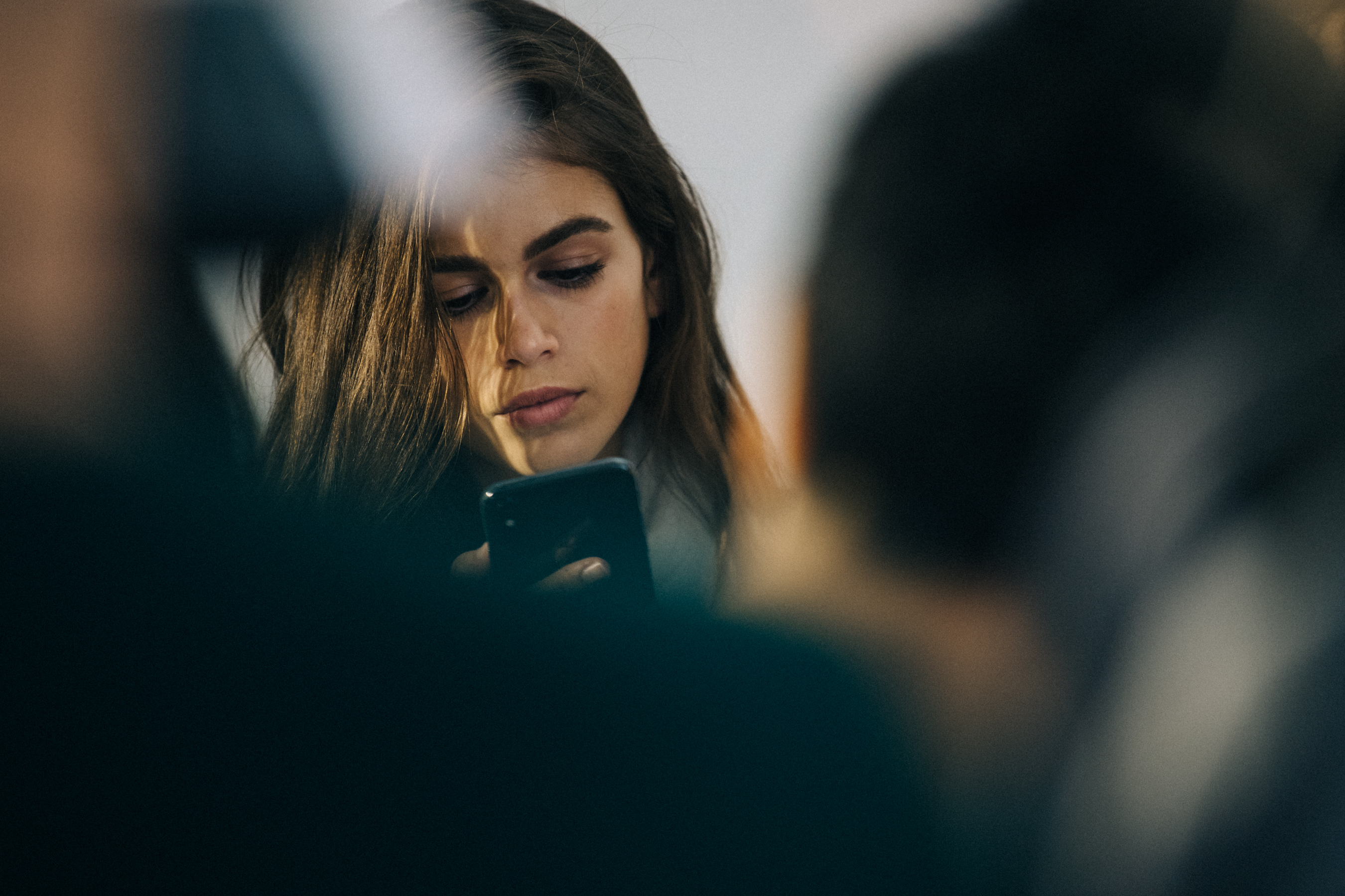 Kaia Gerber backstage at Sacai