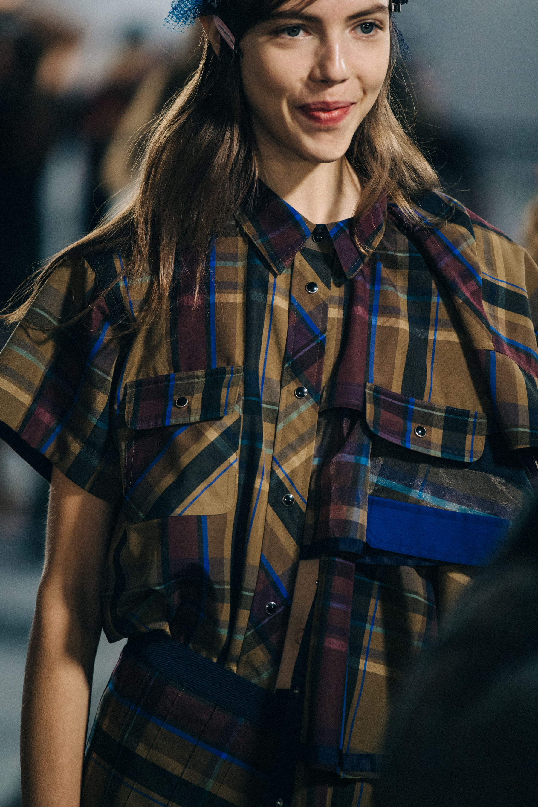 Lea Julian backstage at Sacai