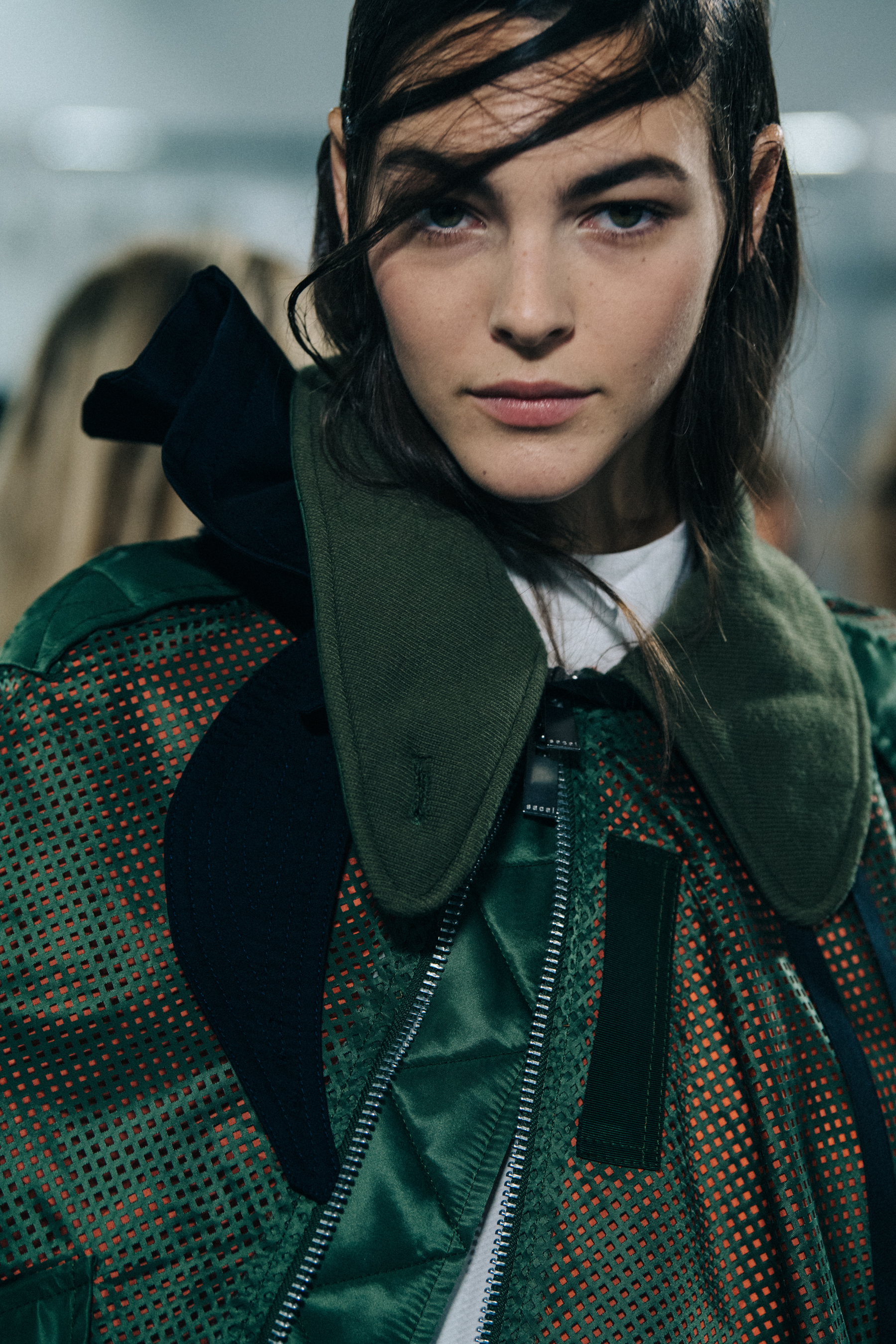 Vittoria Ceretti backstage at Sacai