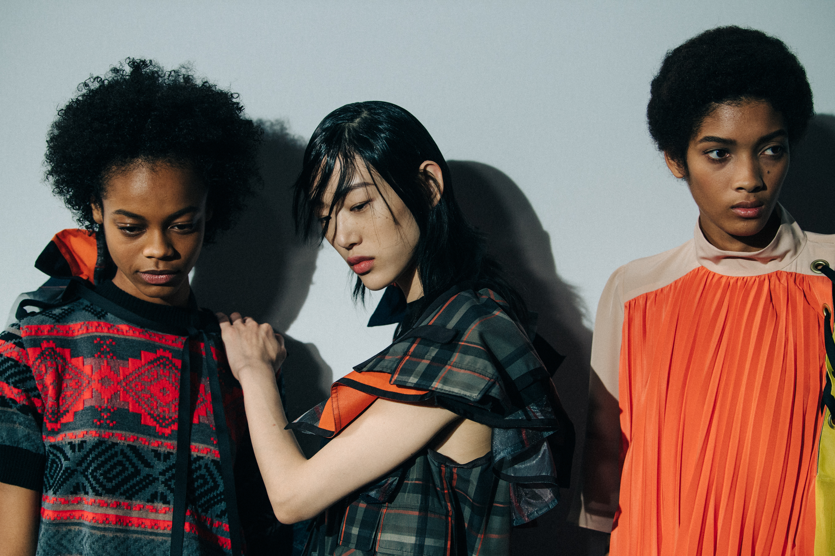 Sora Choi backstage at Sacai