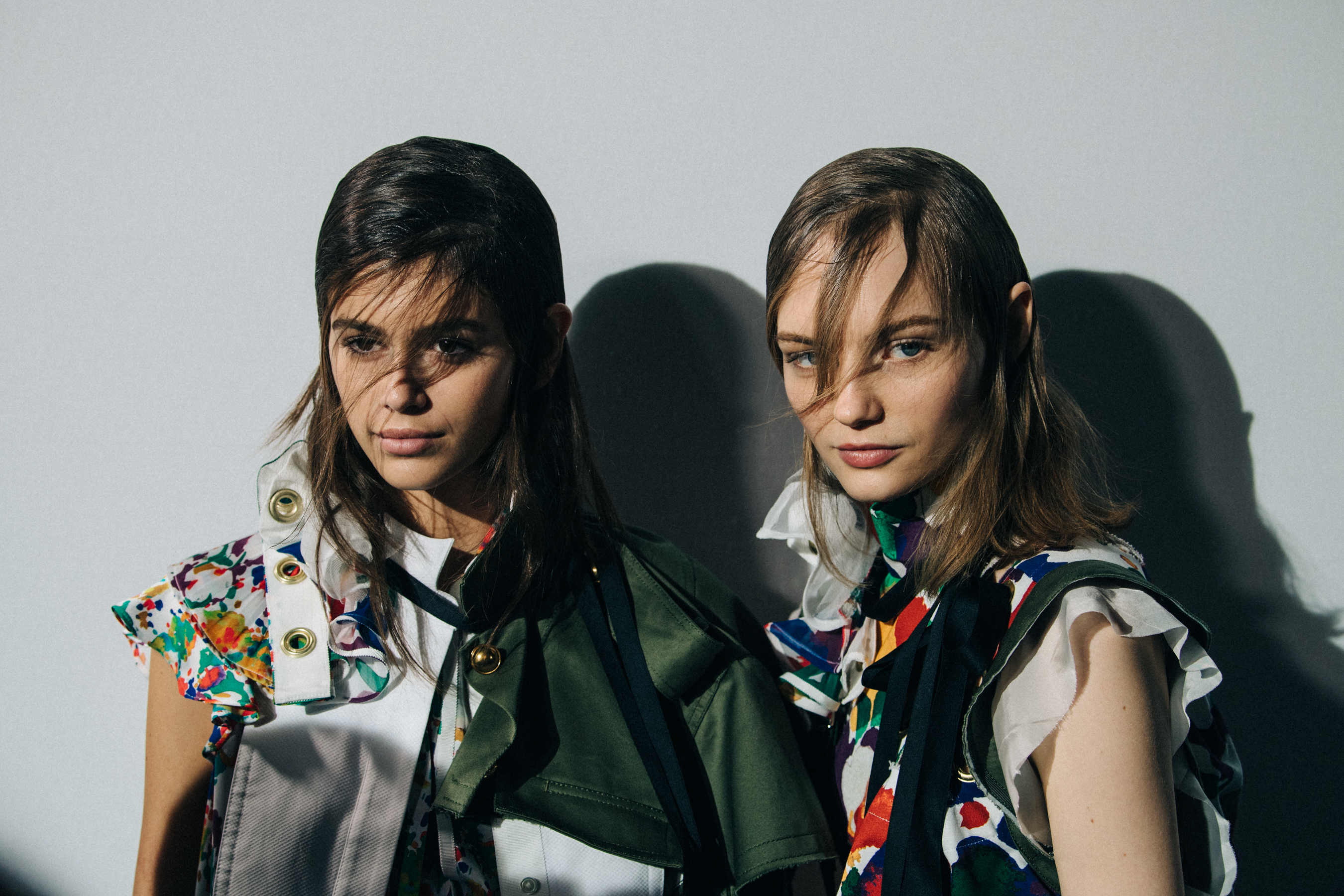 Kaia Gerber backstage at Sacai