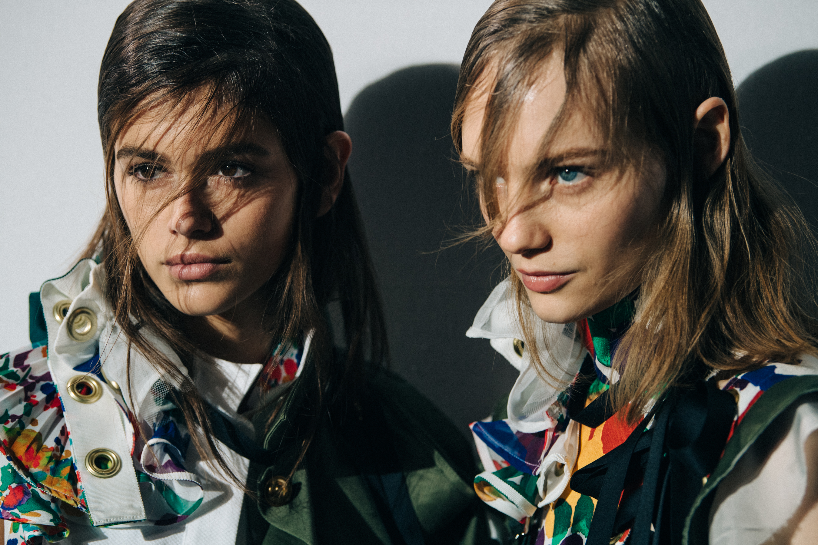 Kaia Gerber backstage at Sacai