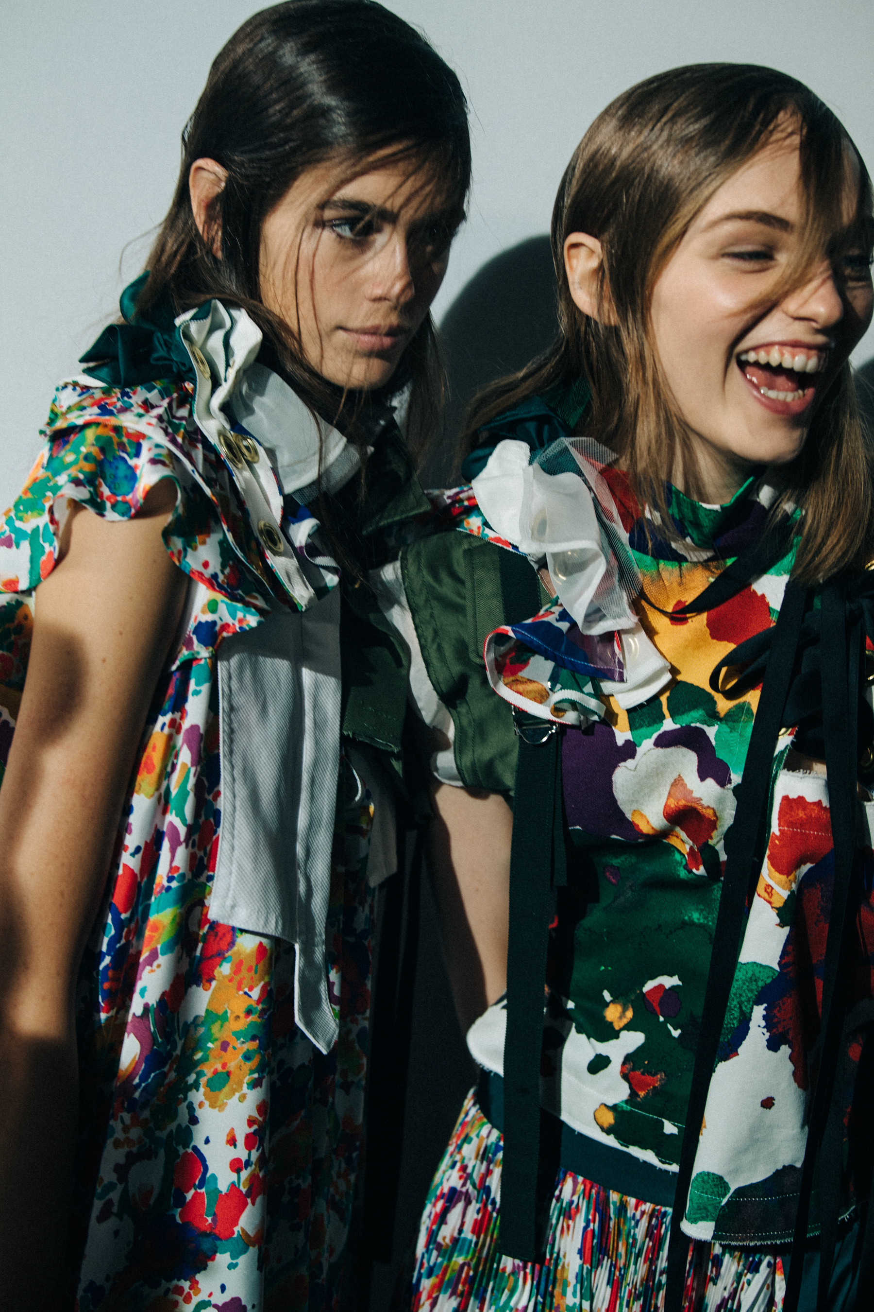 Kaia Gerber backstage at Sacai