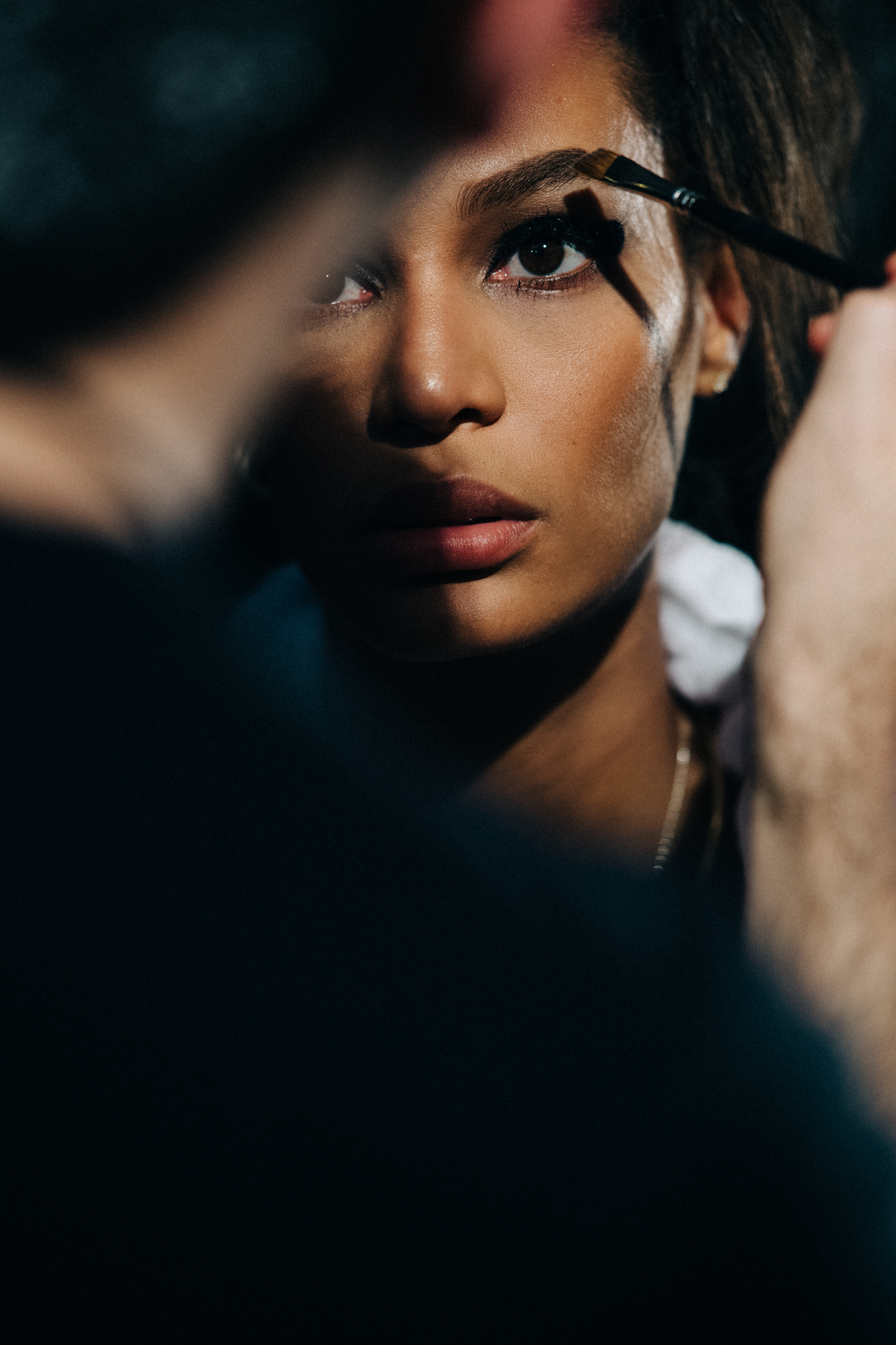 Joan Smalls backstage at Tom Ford
