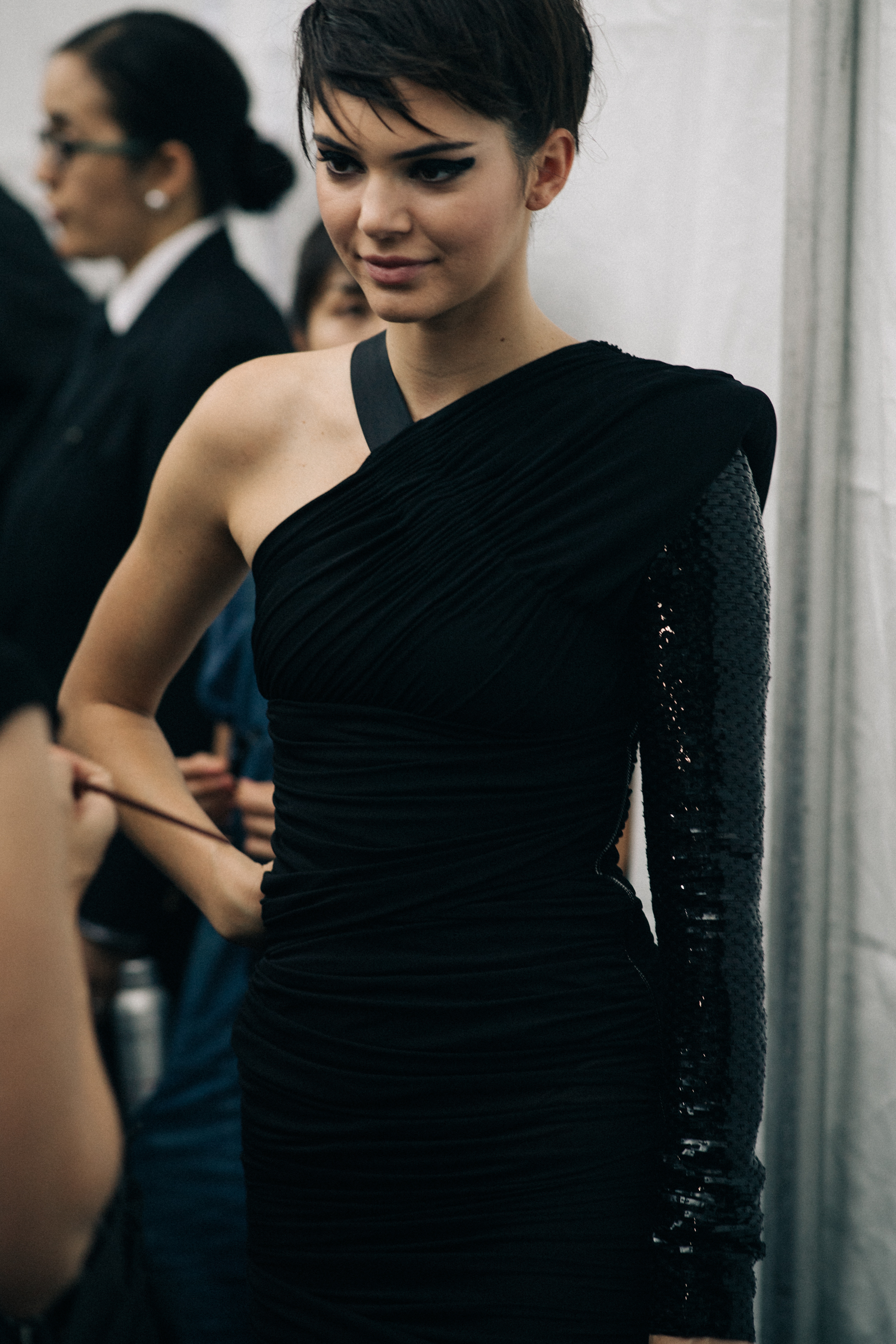 Kendall Jenner backstage at Tom Ford
