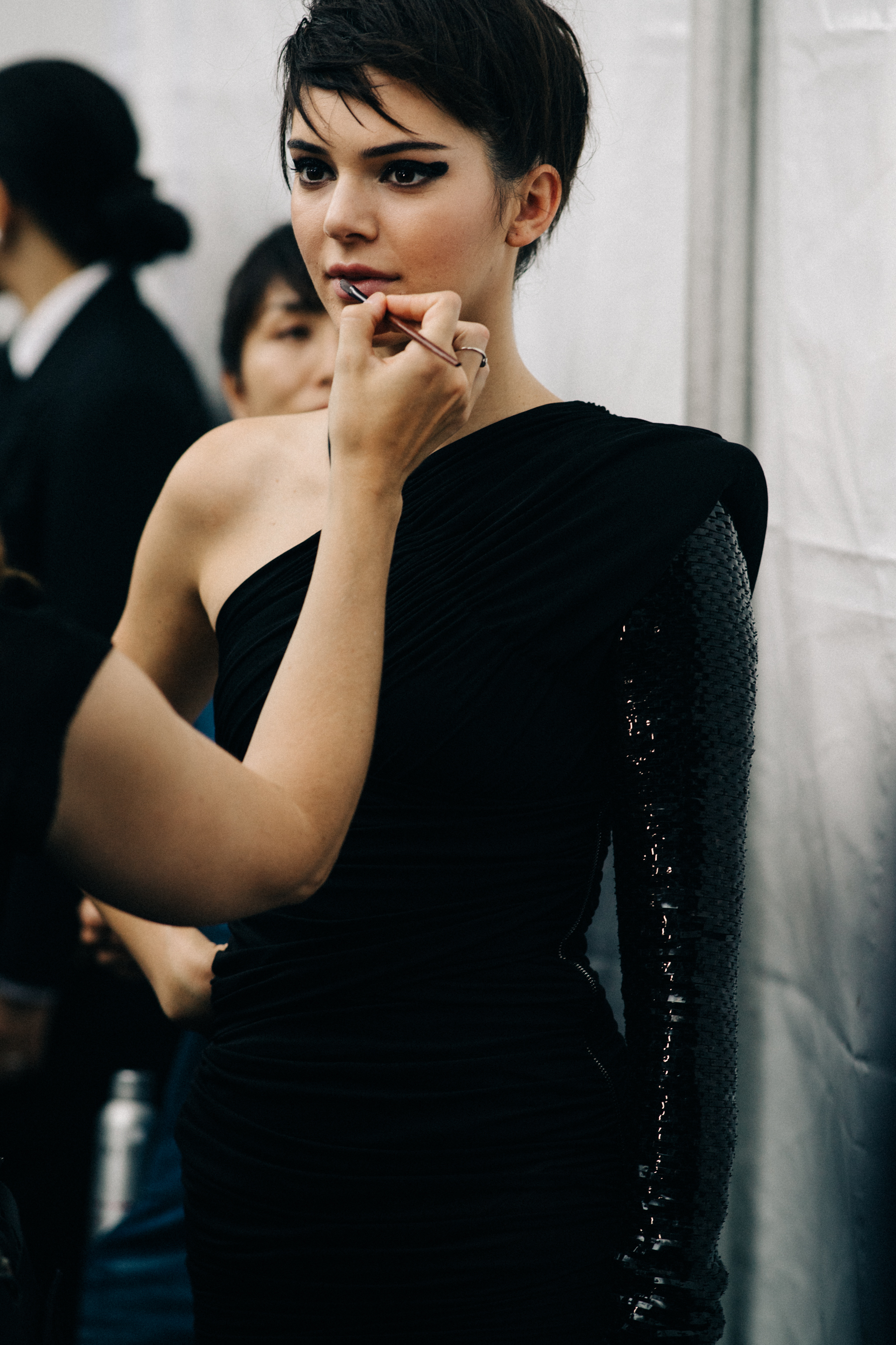 Kendall Jenner backstage at Tom Ford