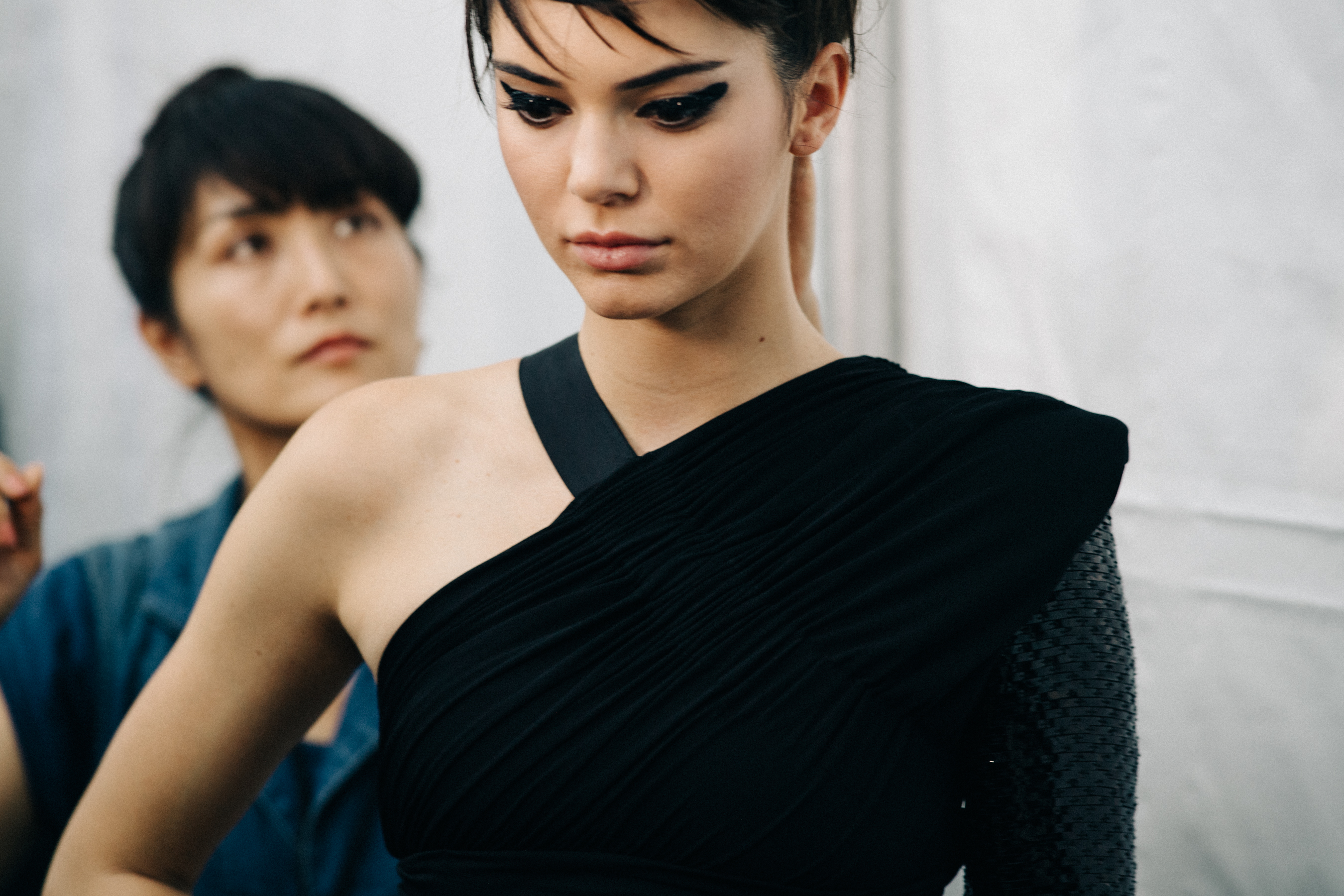 Kendall Jenner backstage at Tom Ford