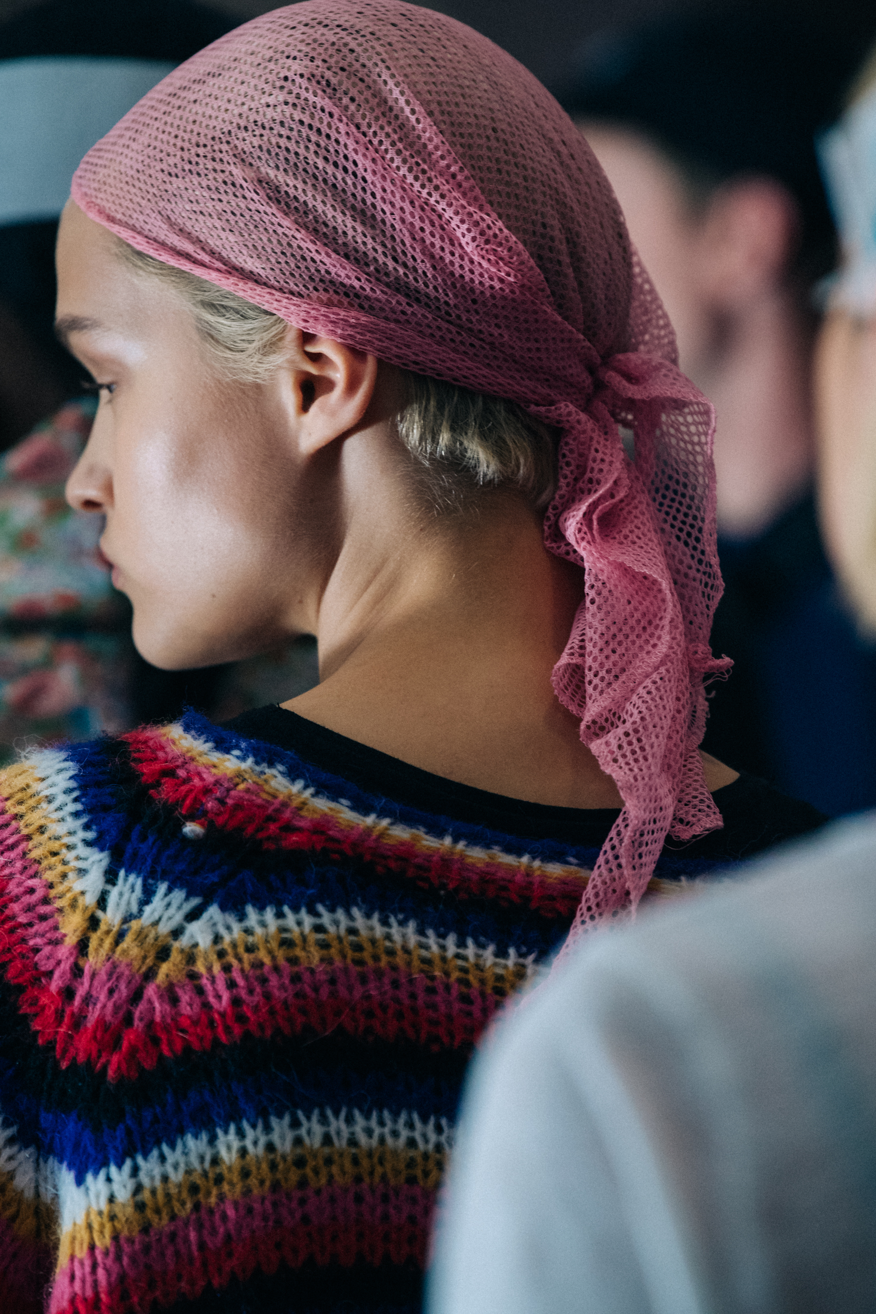 Model in hair and makeup backstage