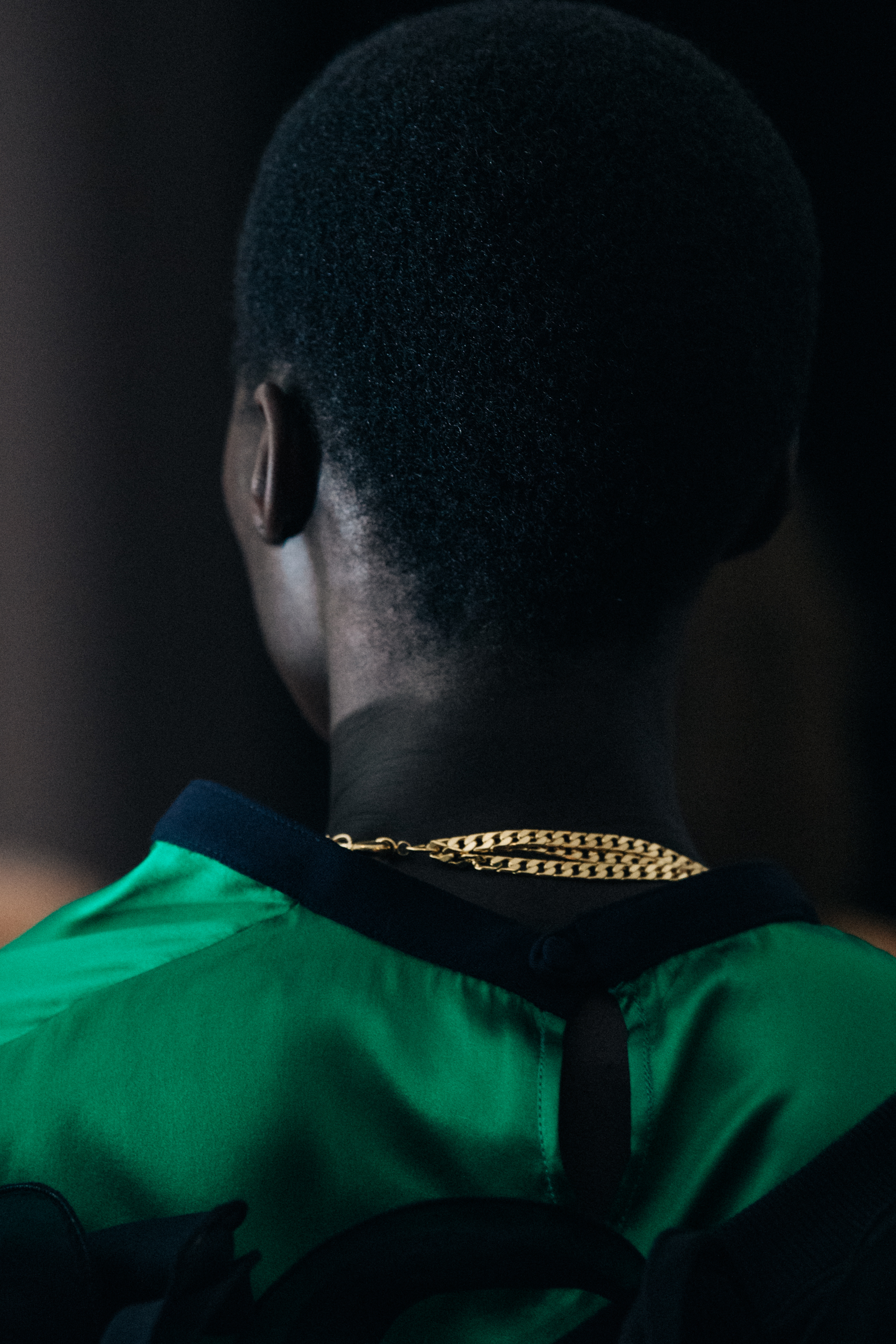 Model wearing green outfit at Y/Project