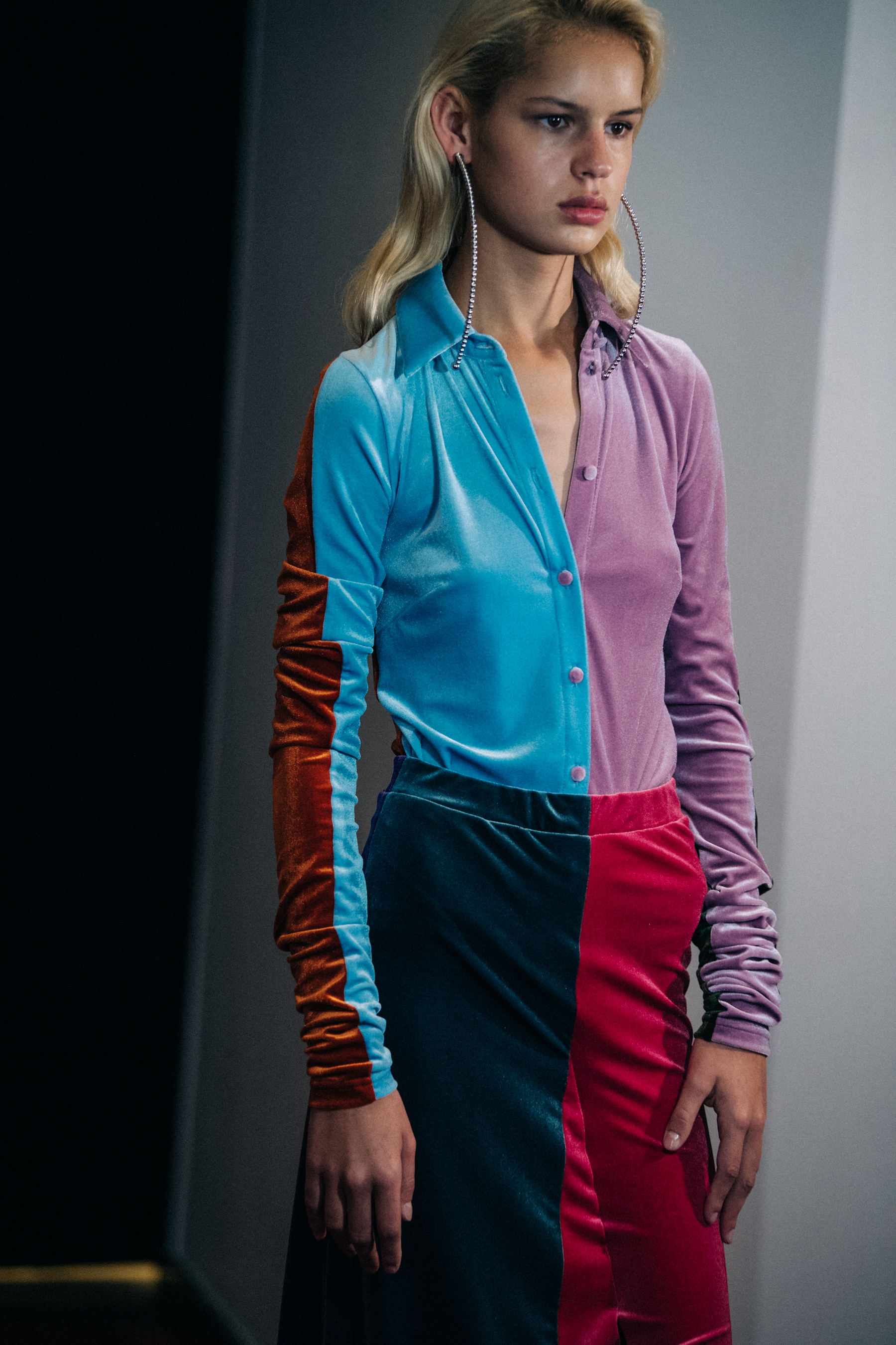 Model wearing colourful outfit at Y/Project