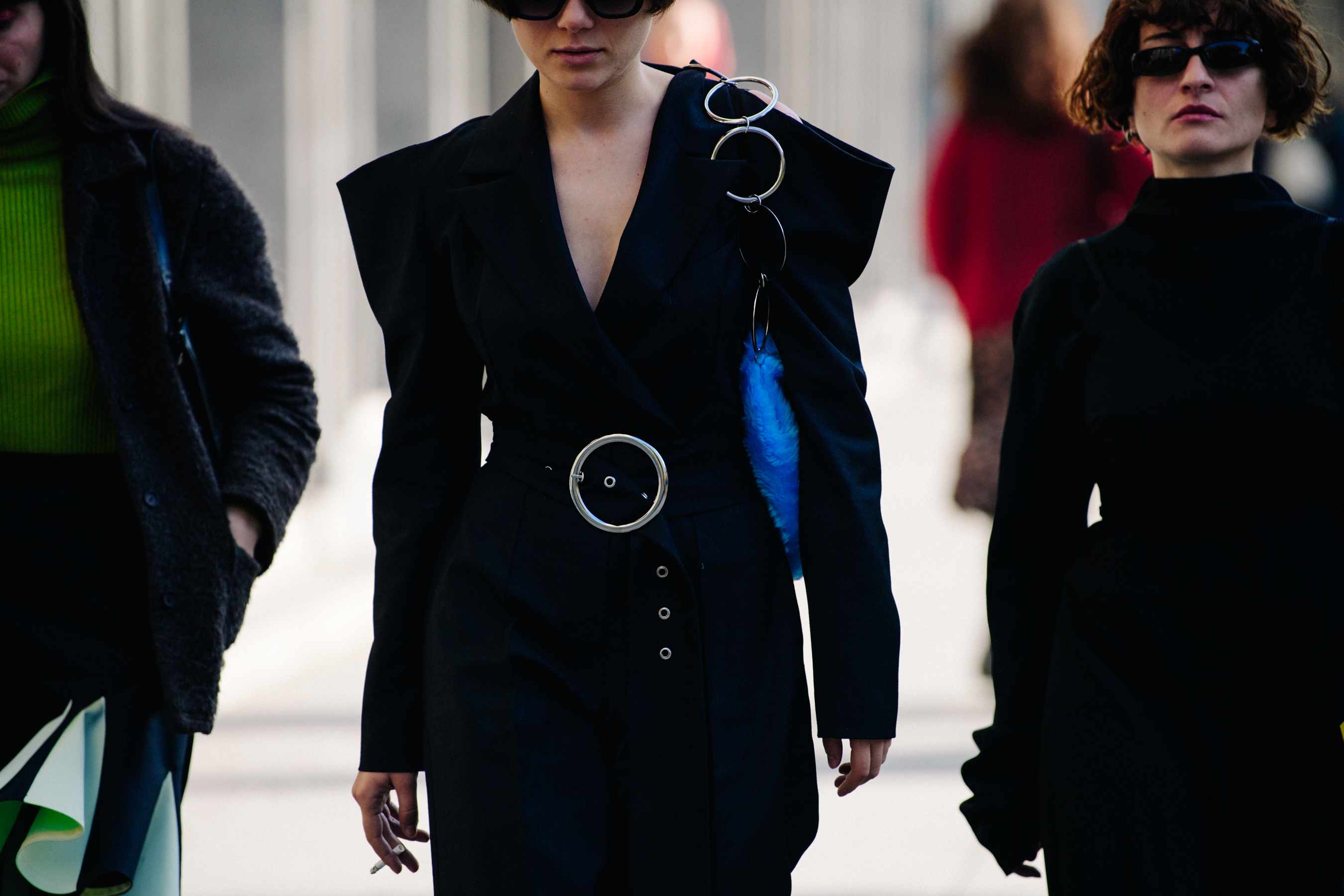 Woman wearing dark coat