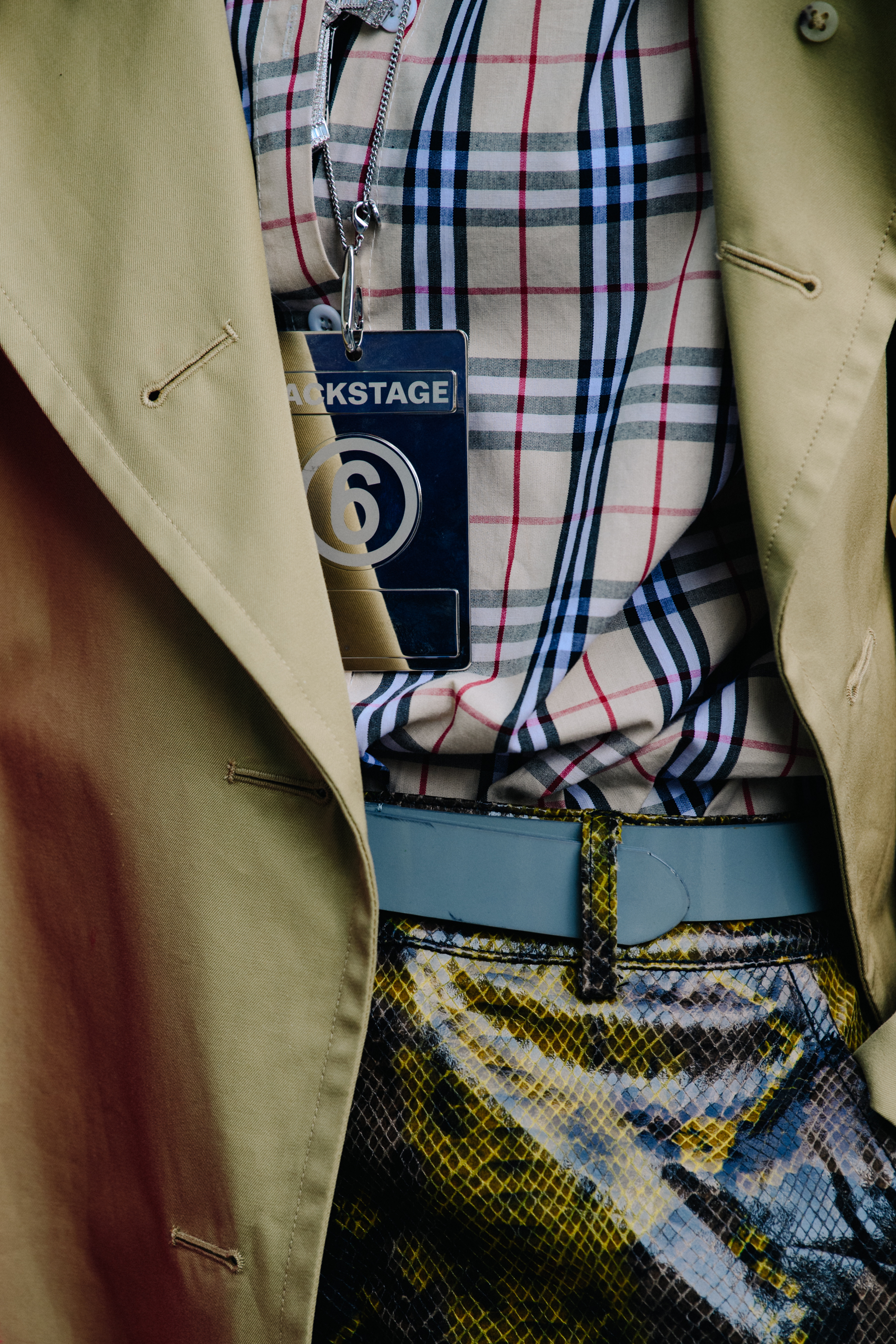 Woman wearing Burberry shirt