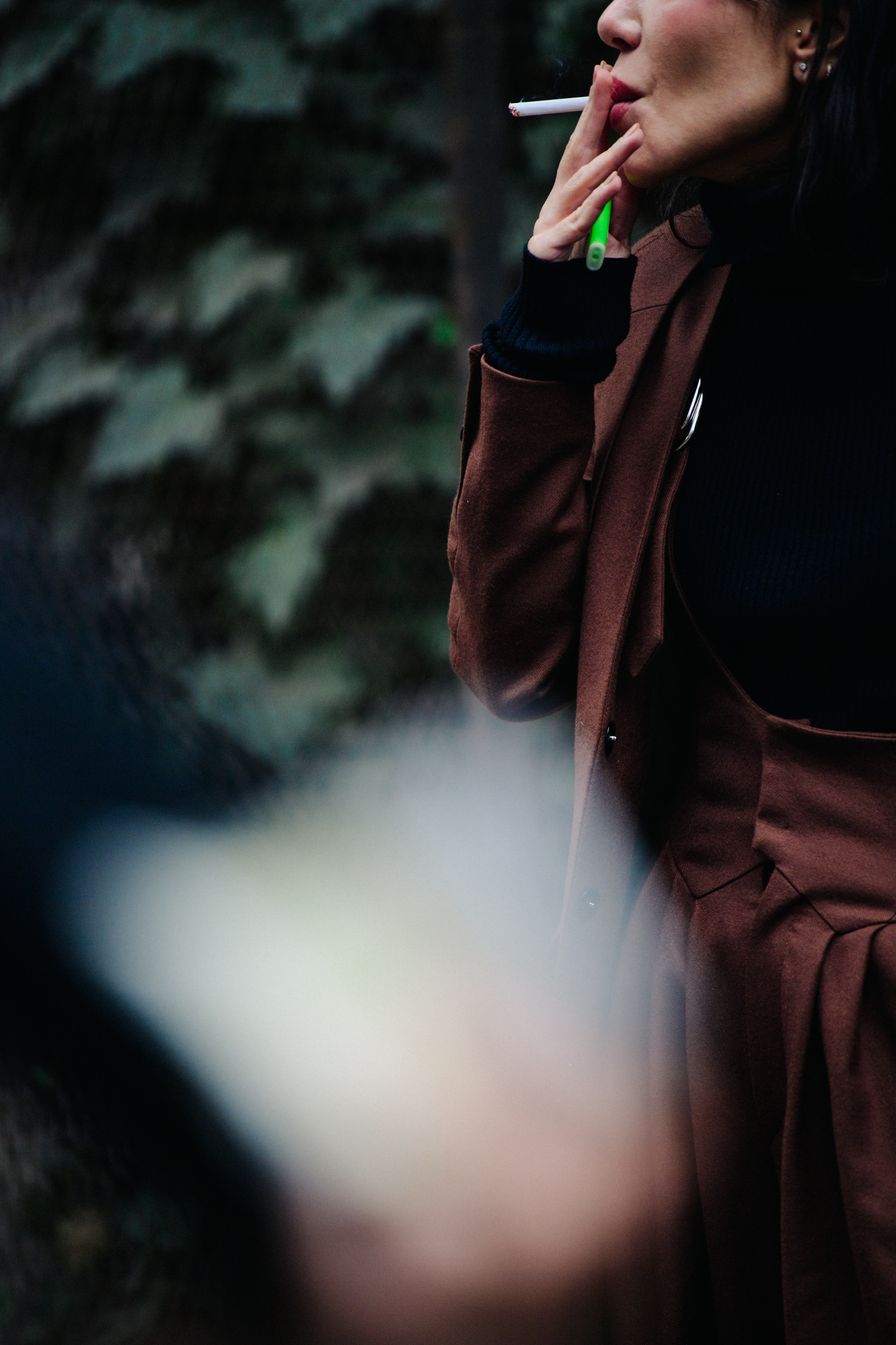 Woman smoking cigarette