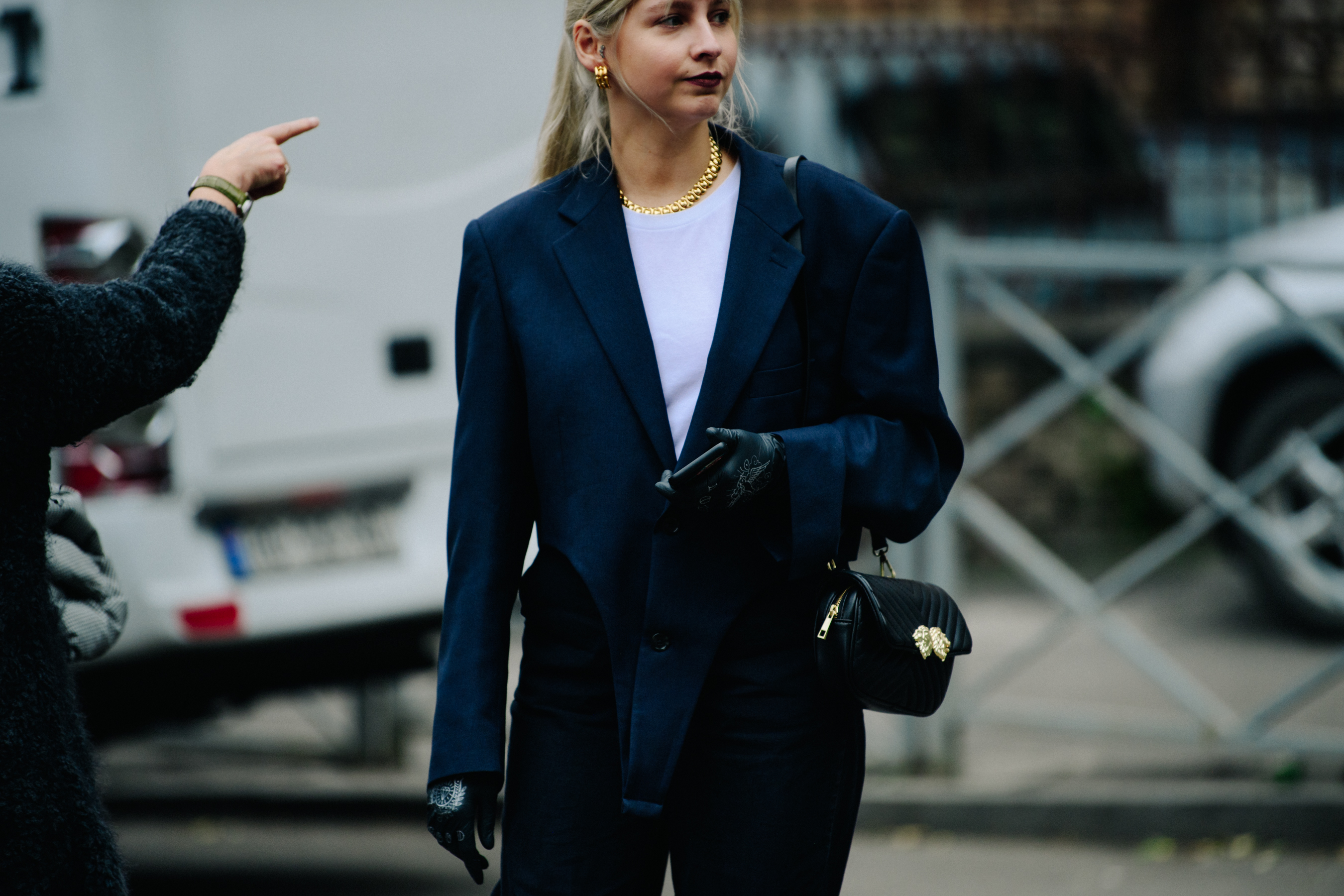 Russian woman wearing blue jacket