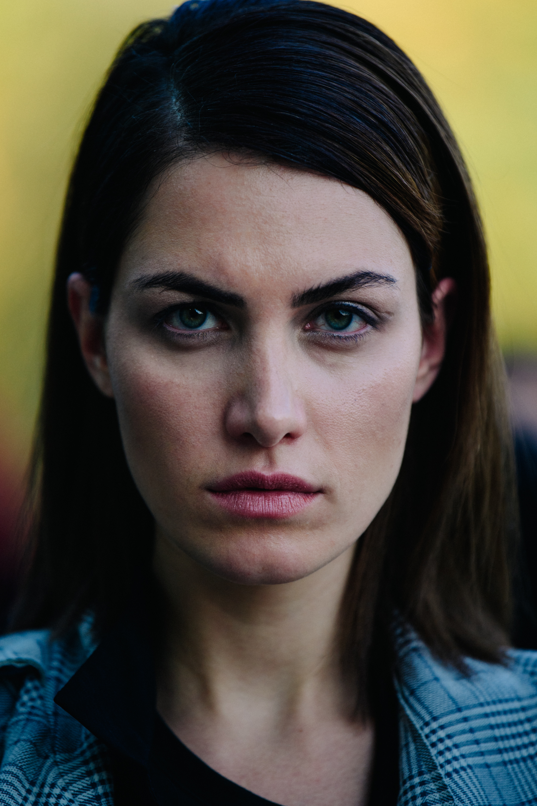 Portrait of model with dark hair