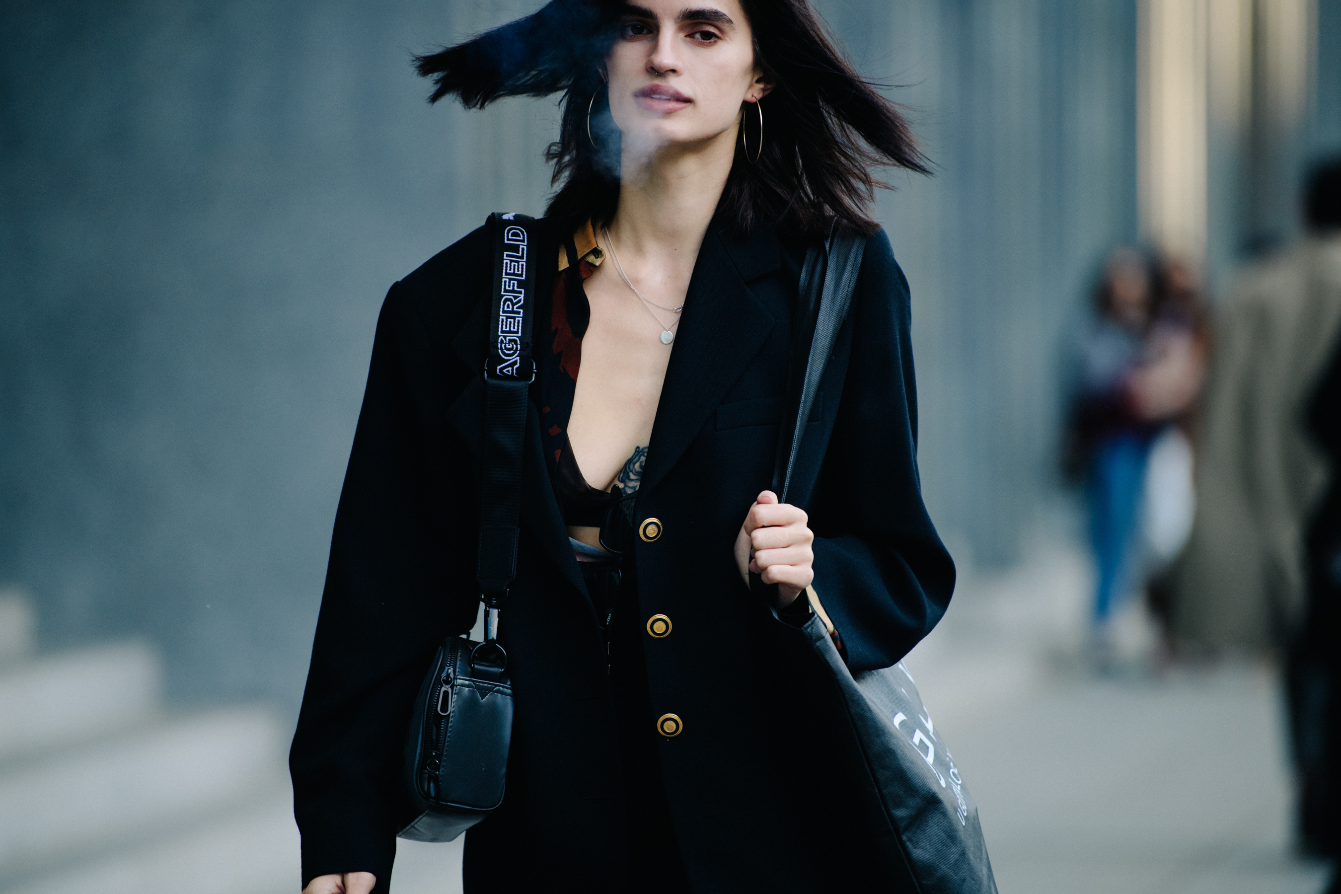 Russian model wearing black