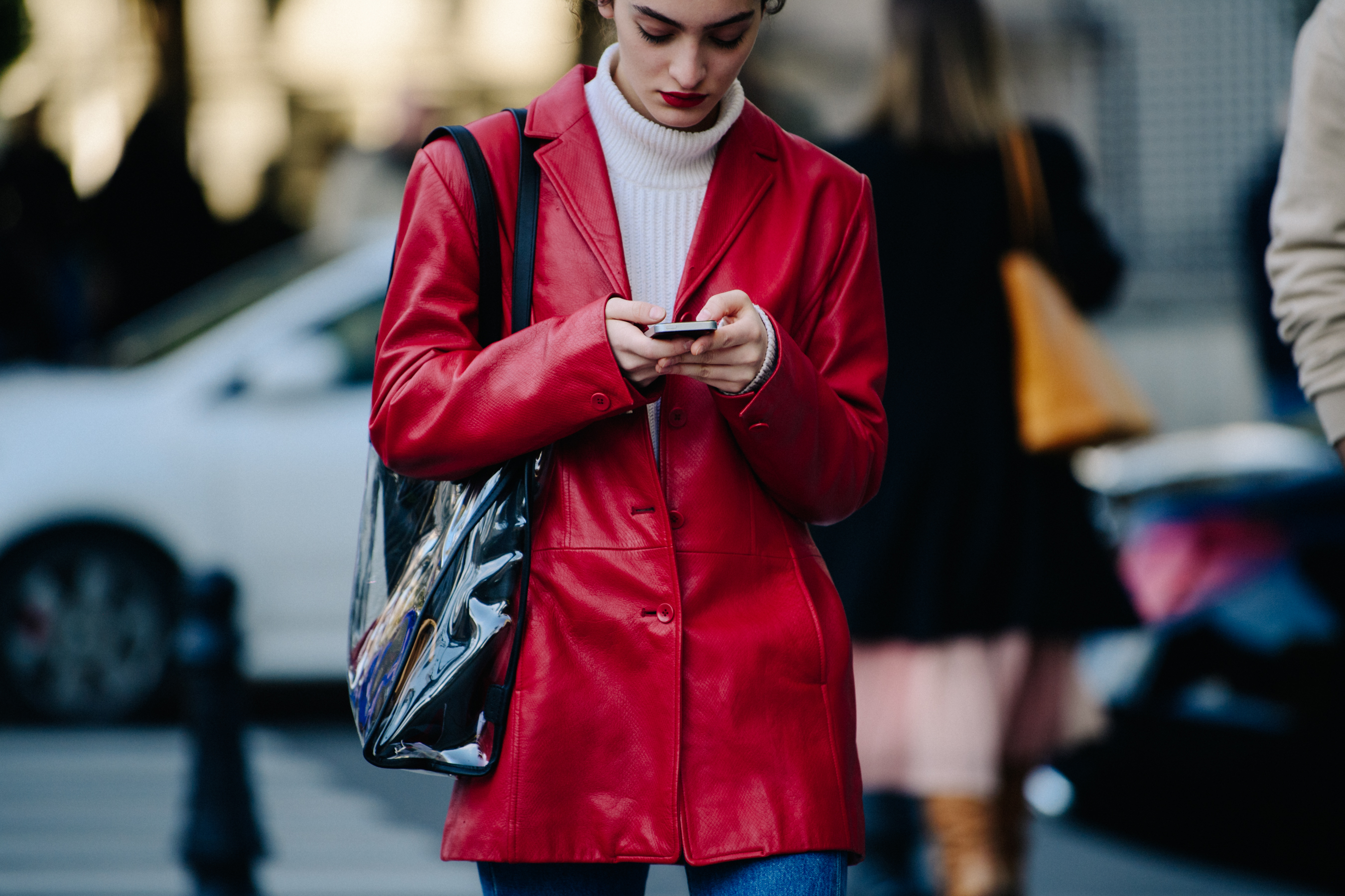 Georgian model wearing red