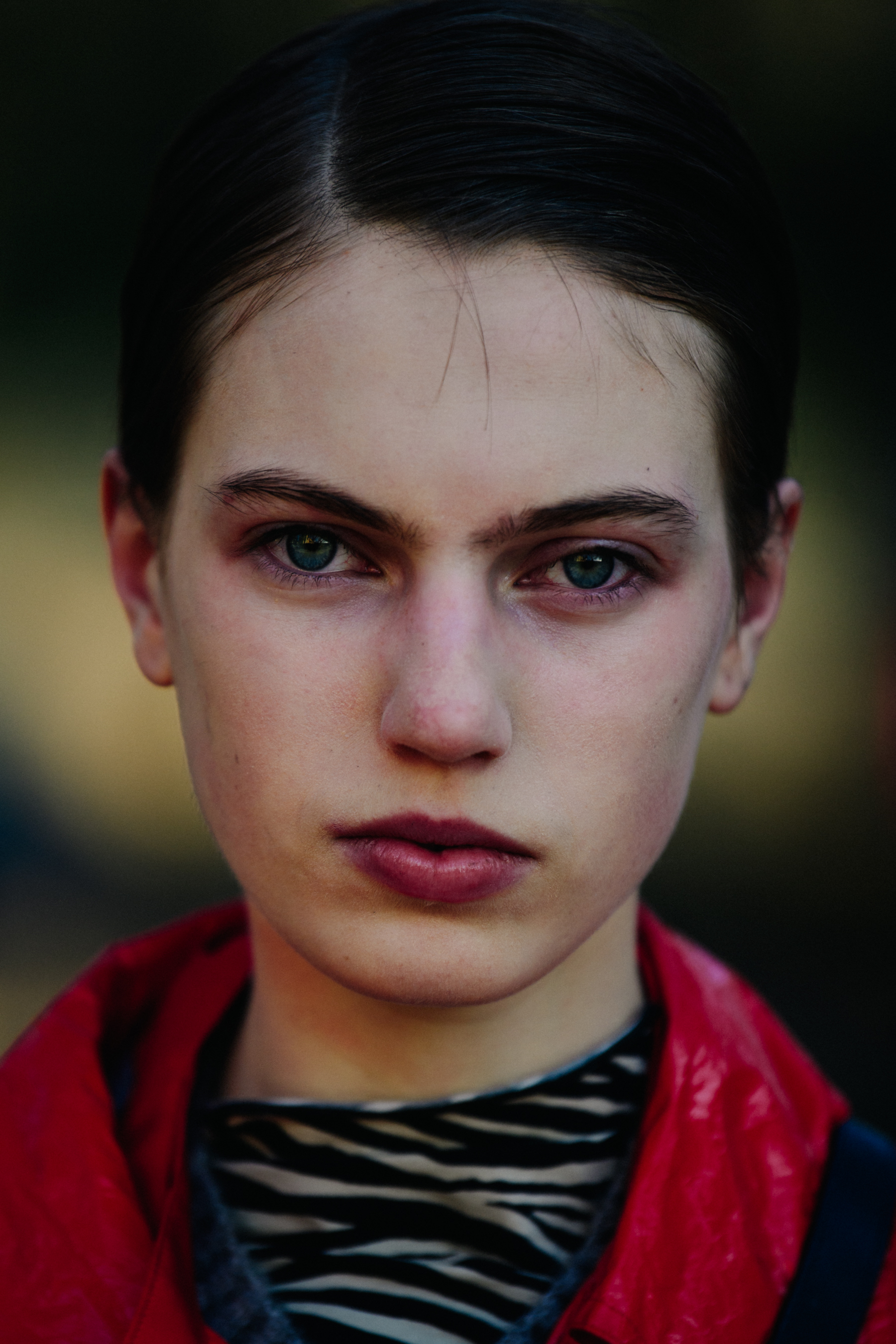 Portrait of model with slick hair
