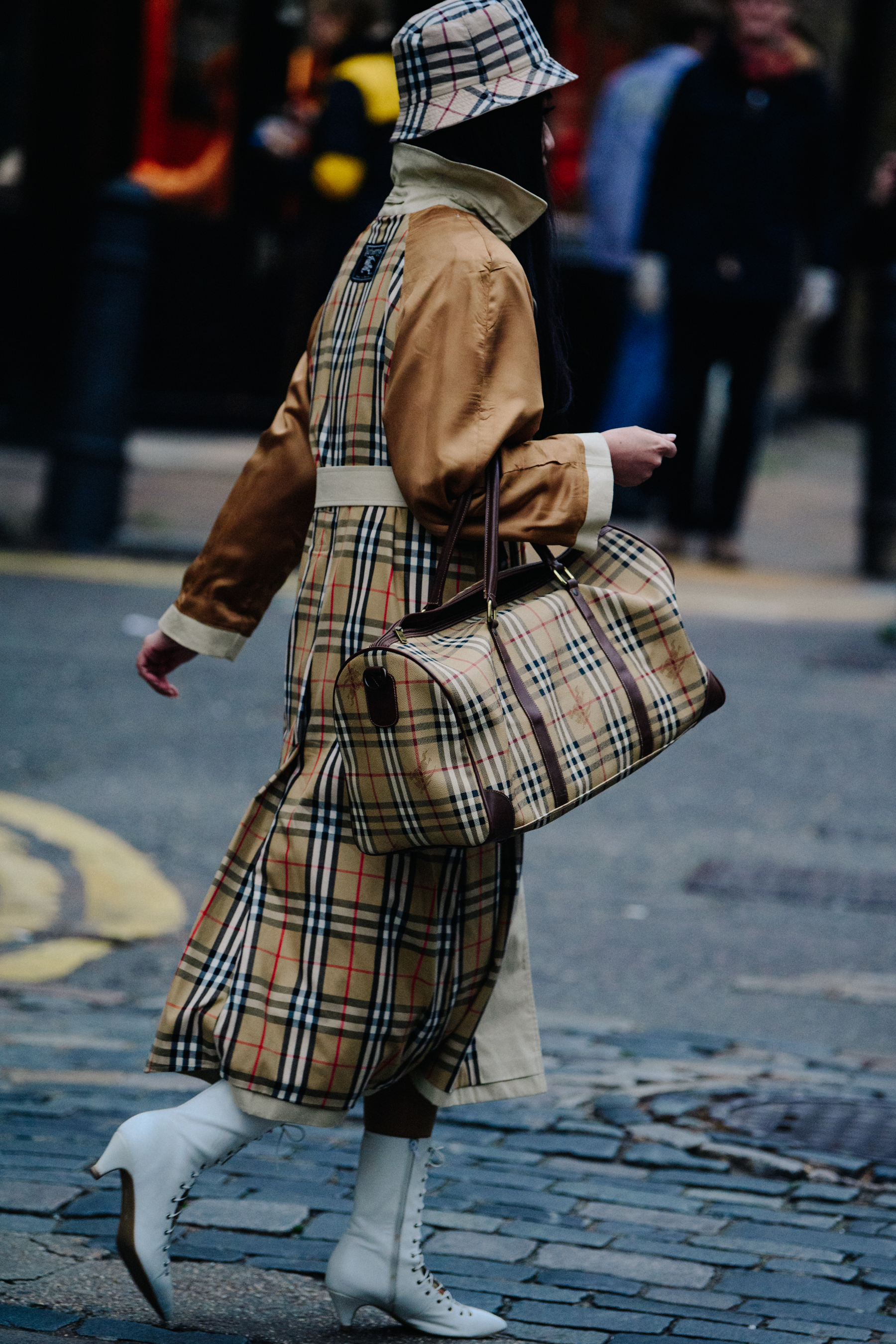 Woman wearing Burberry outfit