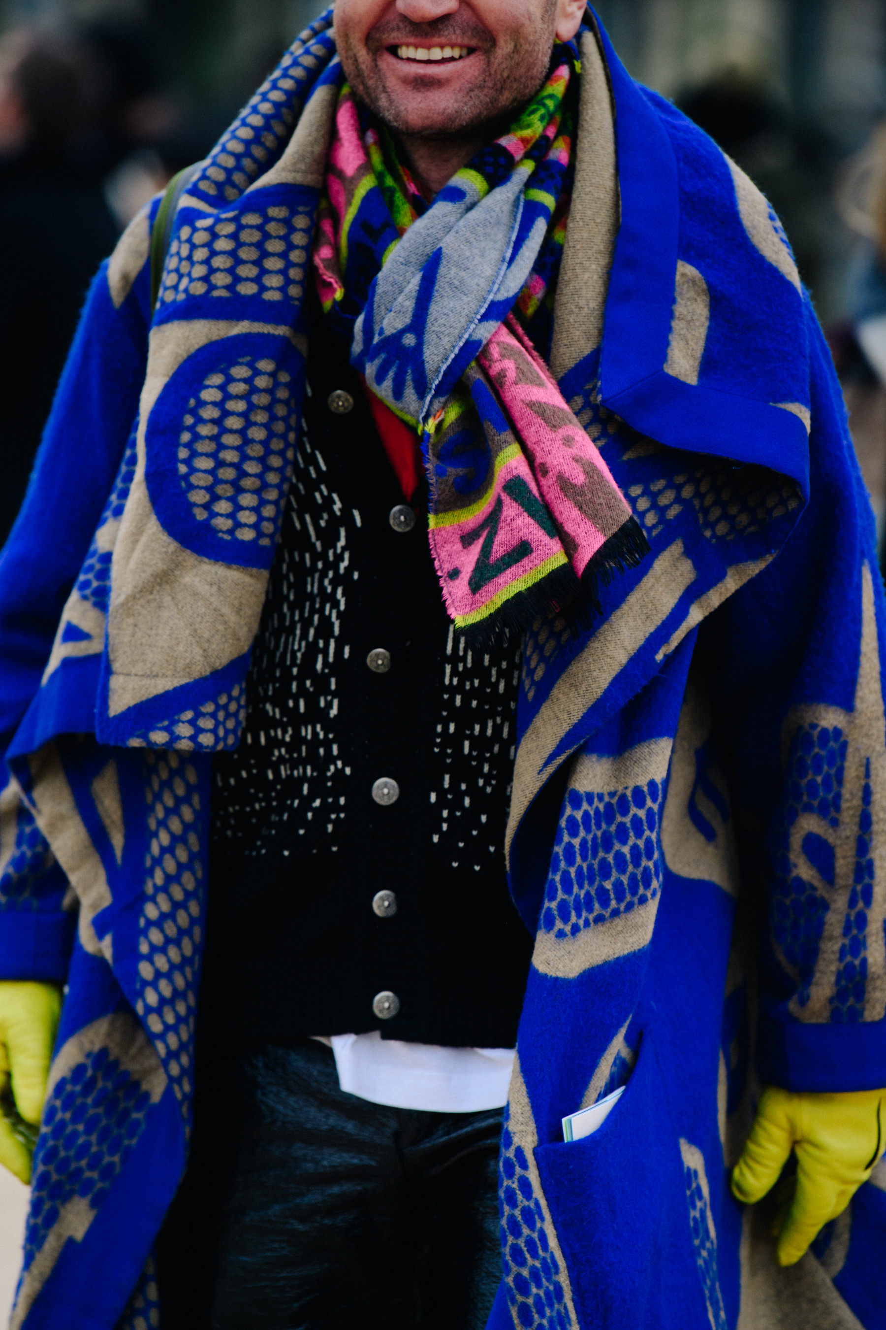 Man wearing blue scarf