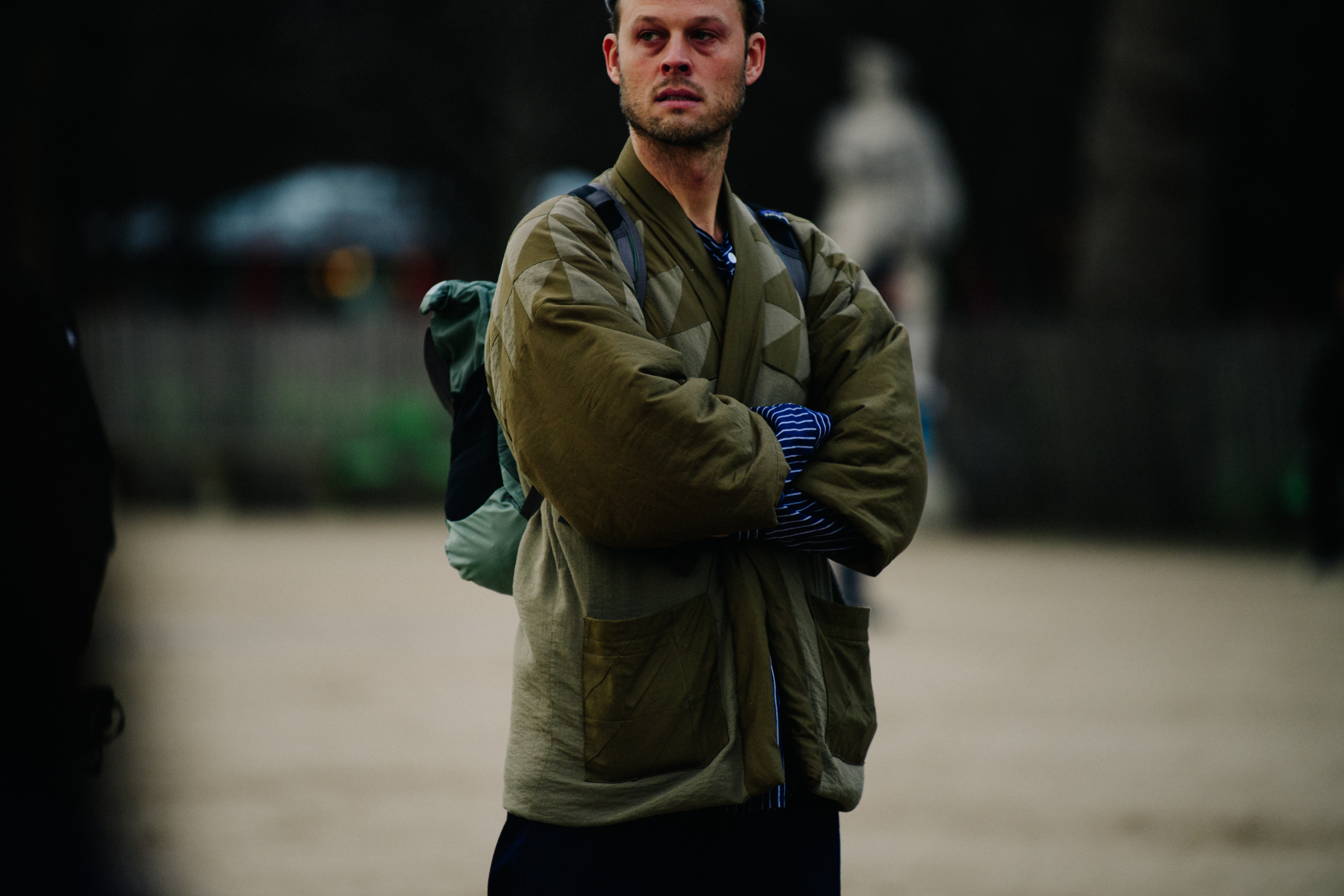 Man wearing green kimono