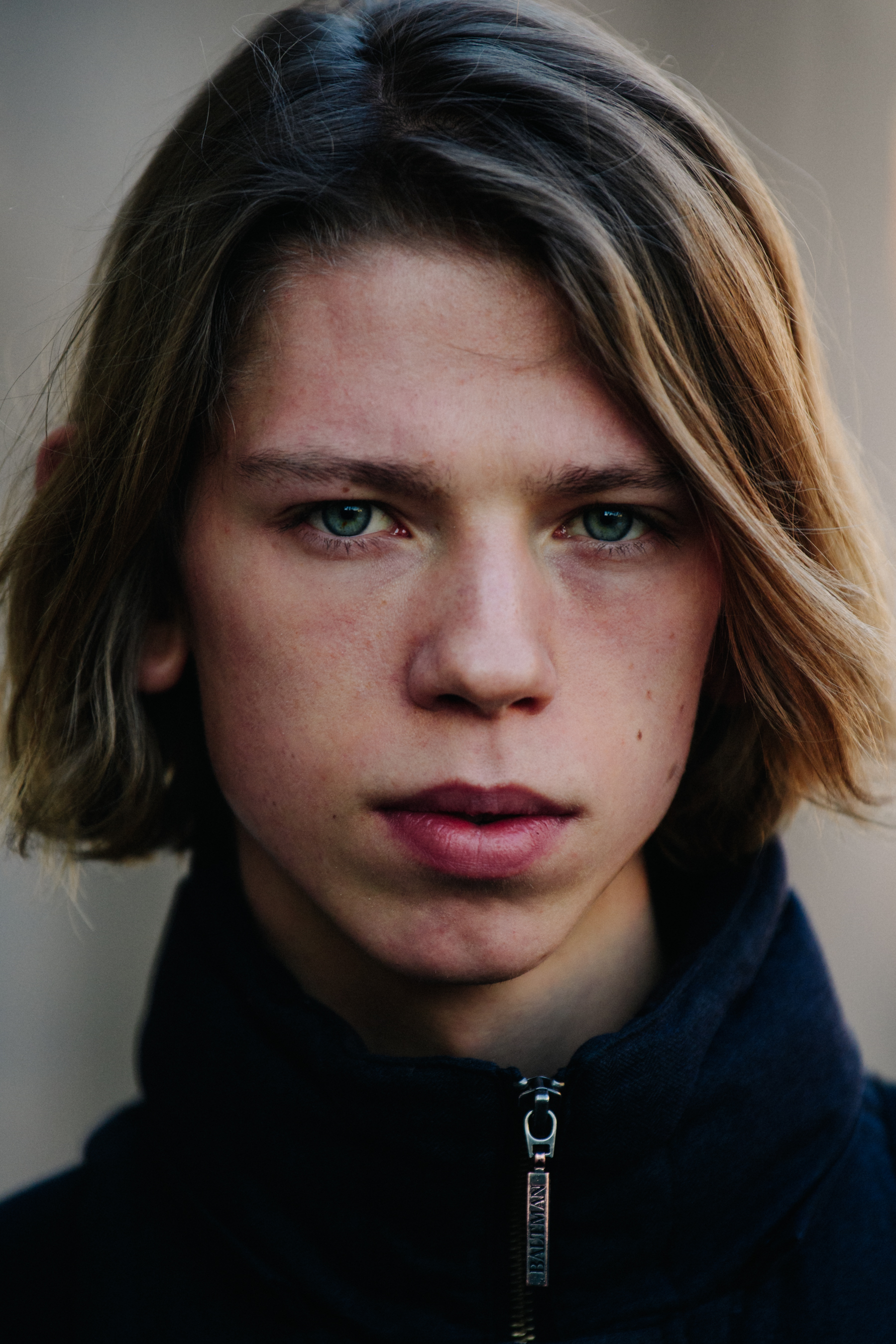 Portrait of model wearing Balmain jacket