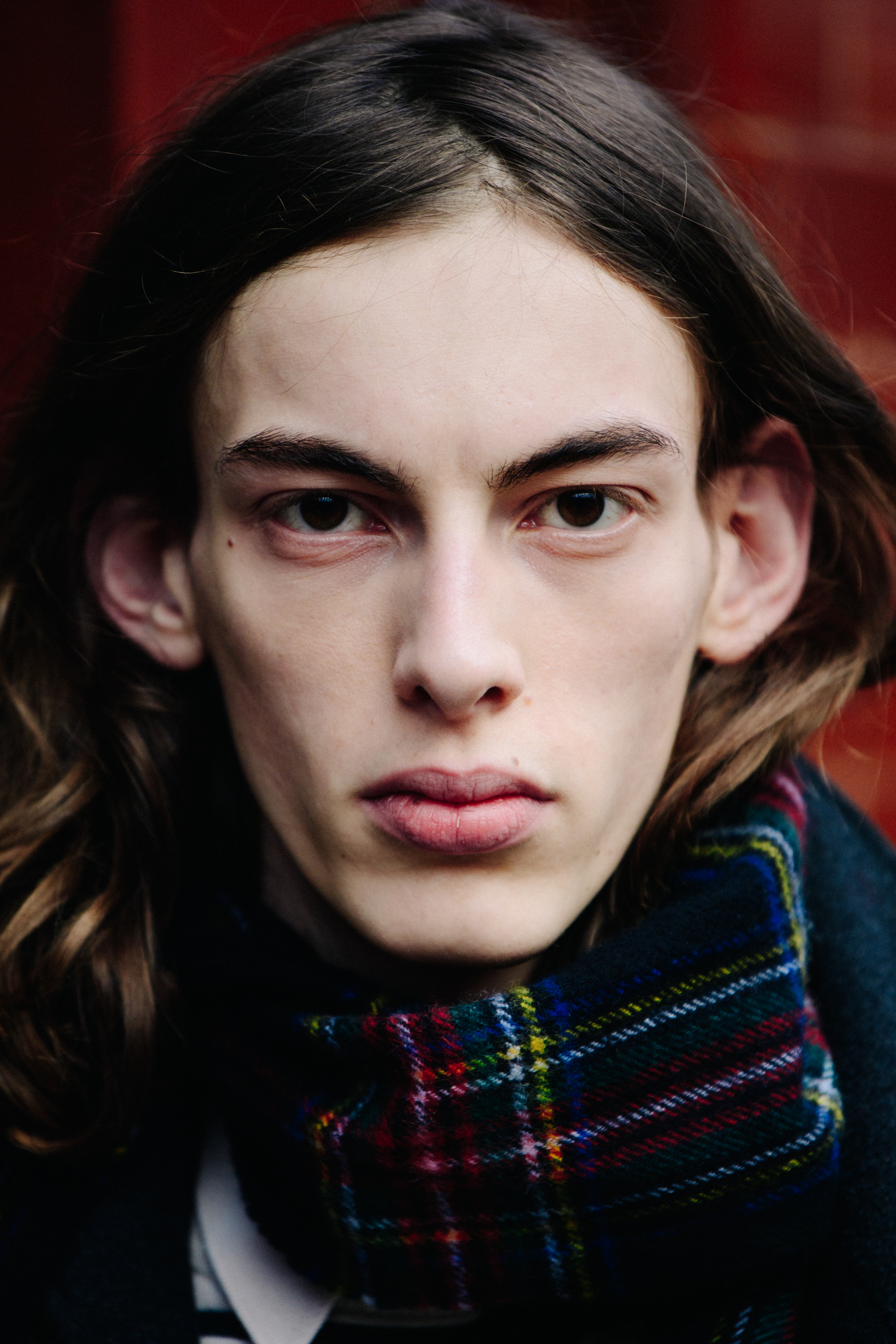 Portrait of model wearing scarf