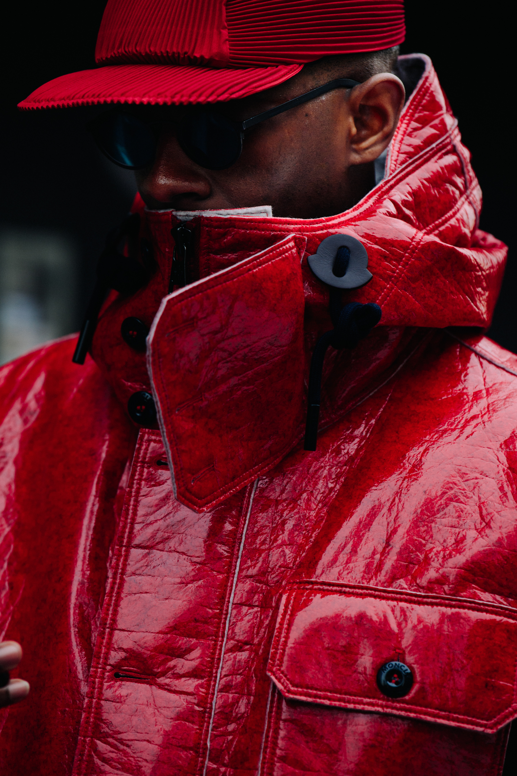 Man wearing red coat