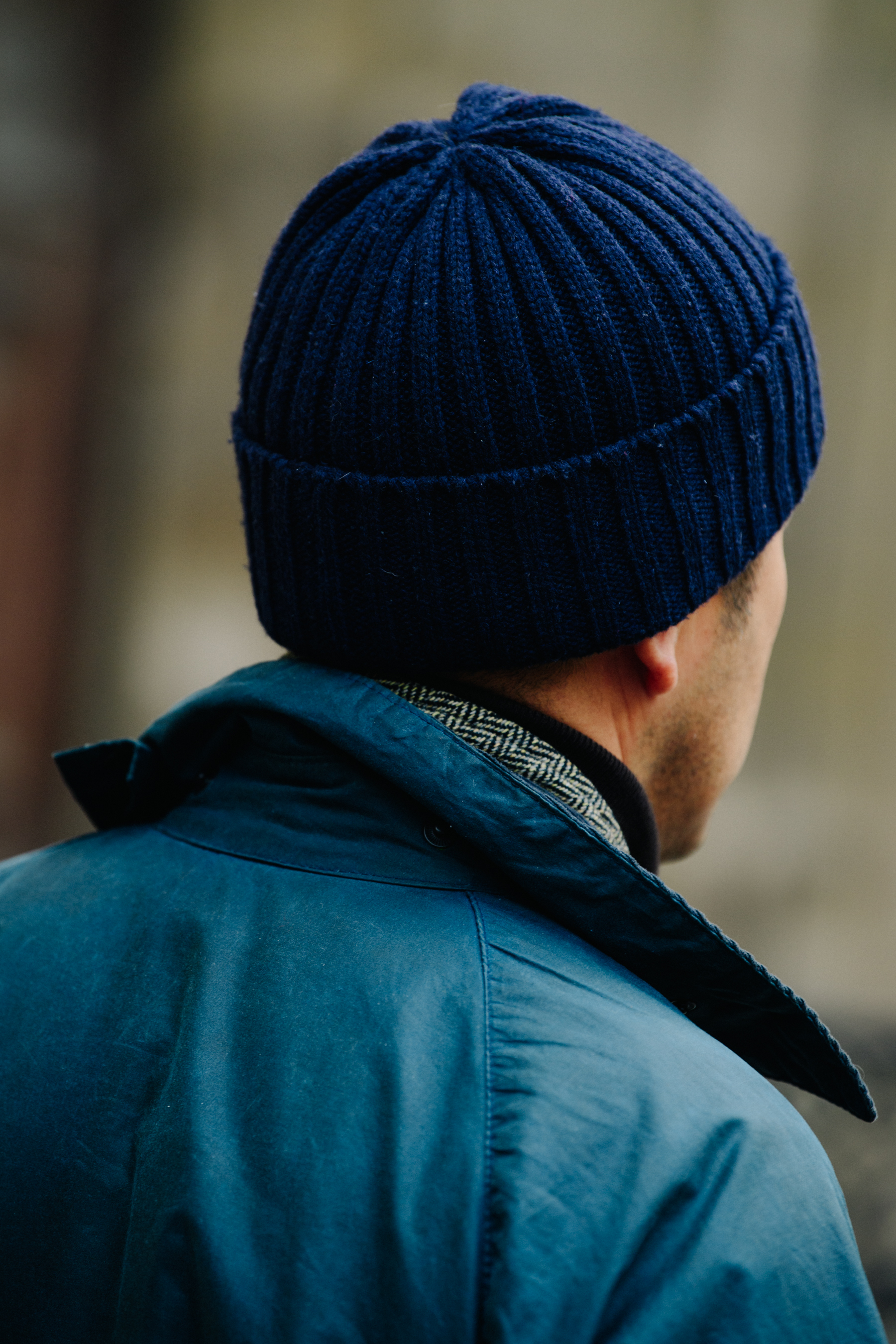 Man wearing blue beanie