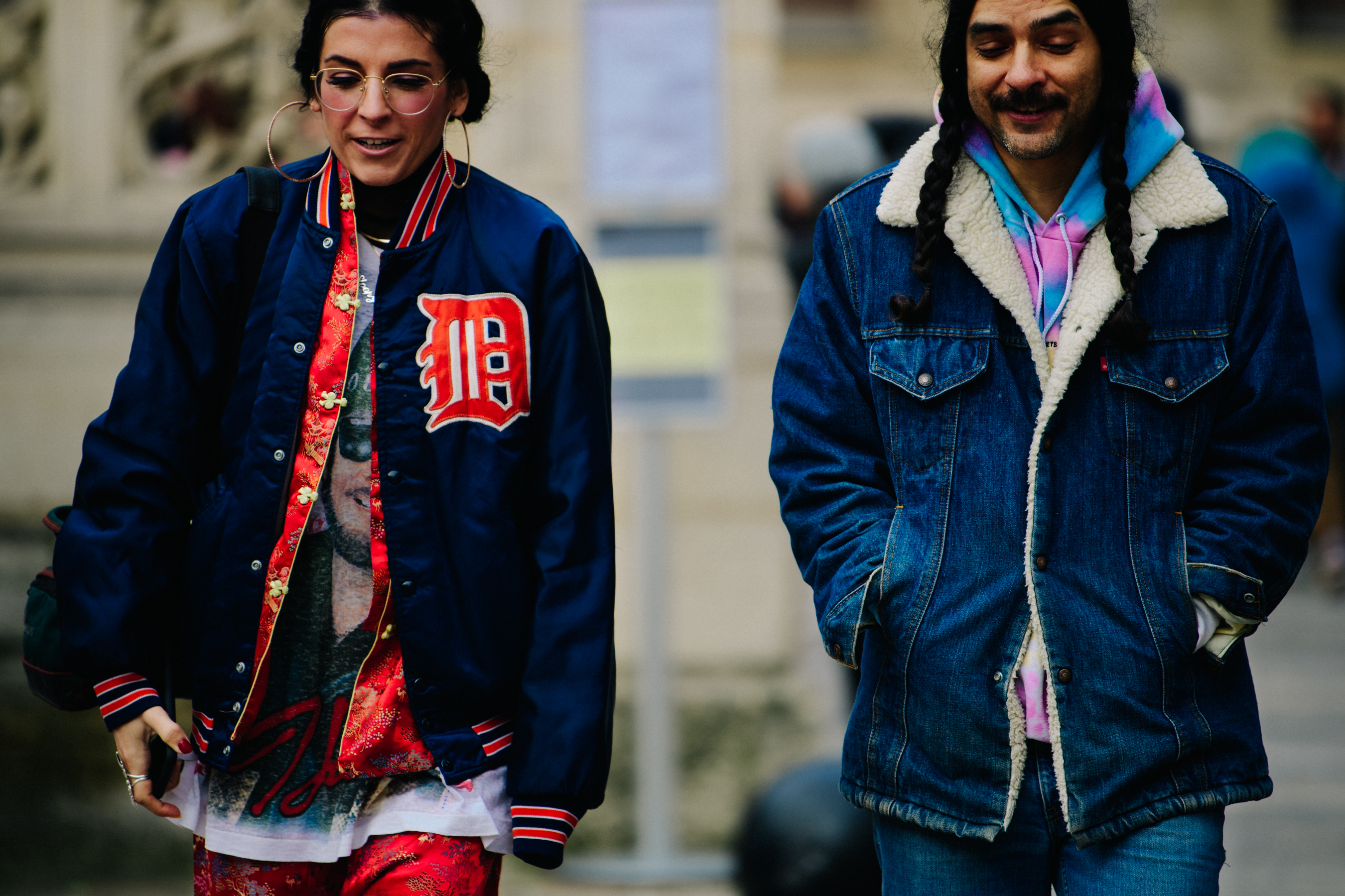 Couple wearing blue jackets