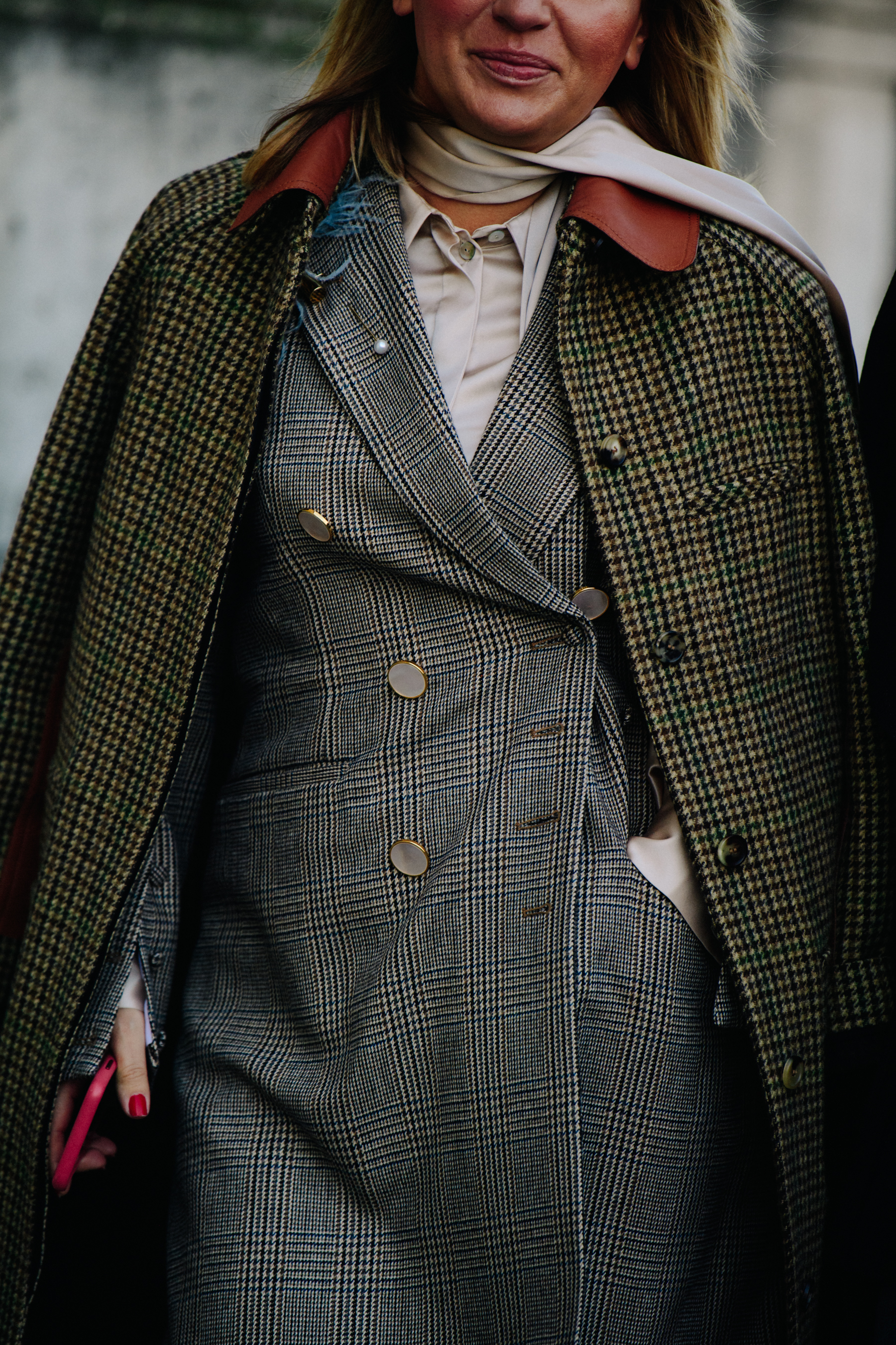 Woman wearing pattern coat