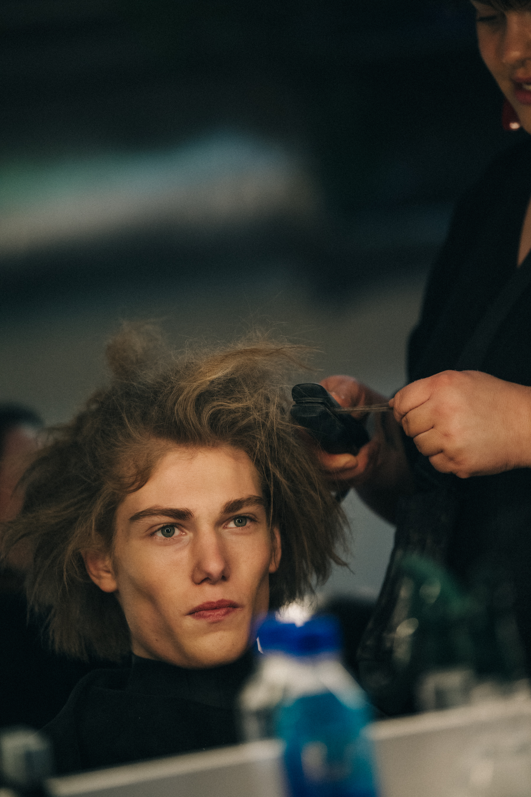 Model in hair and makeup at A COLD WALL