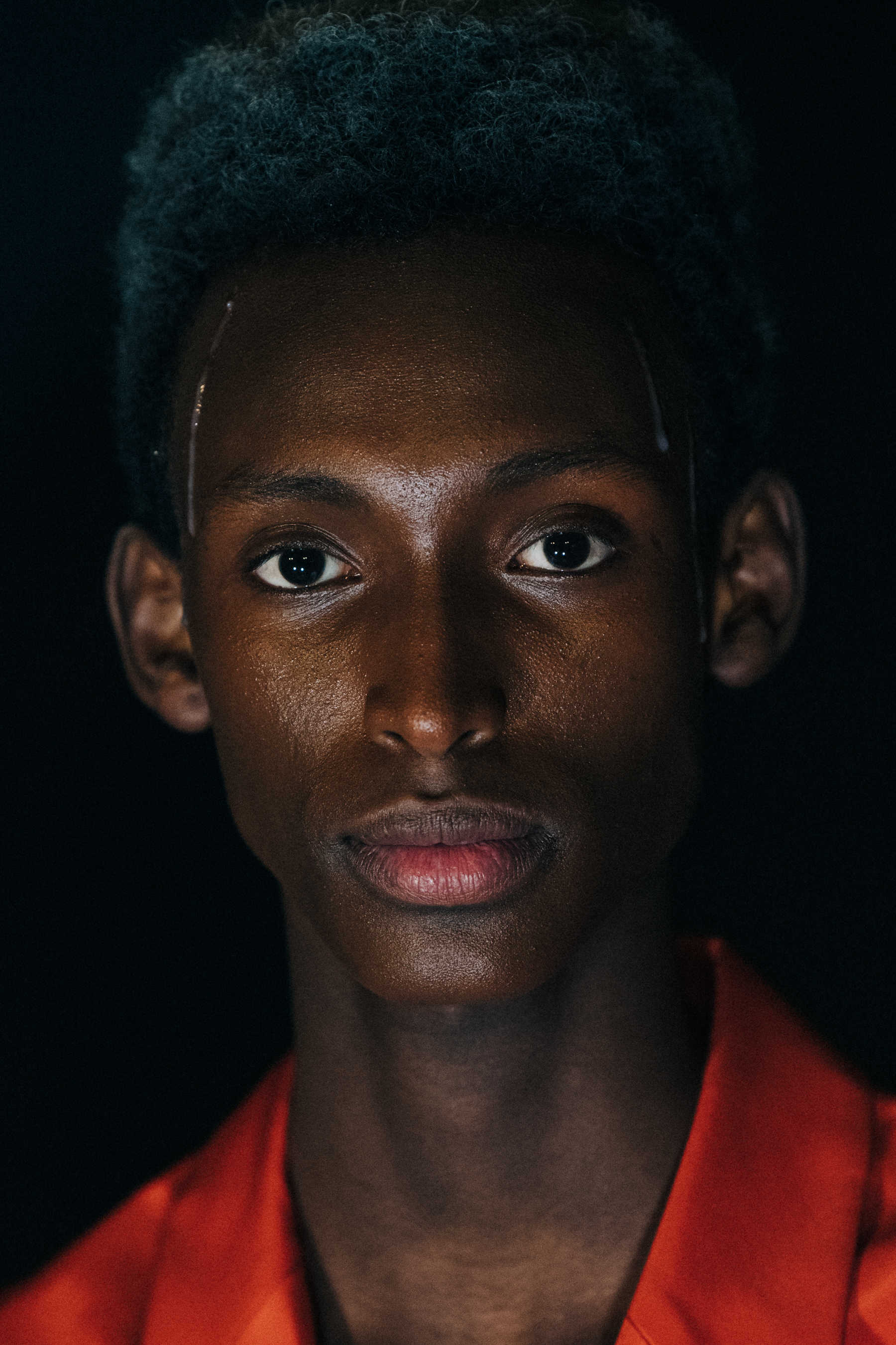 Portrait of model with grey hair