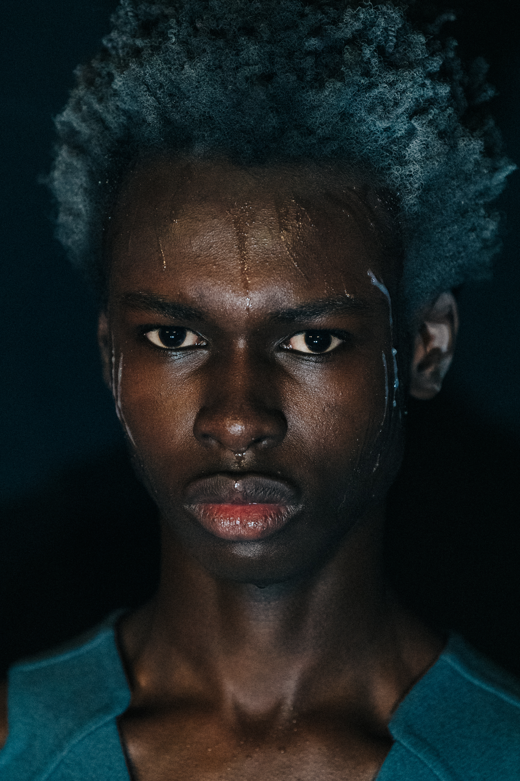 Portrait of model with grey hair