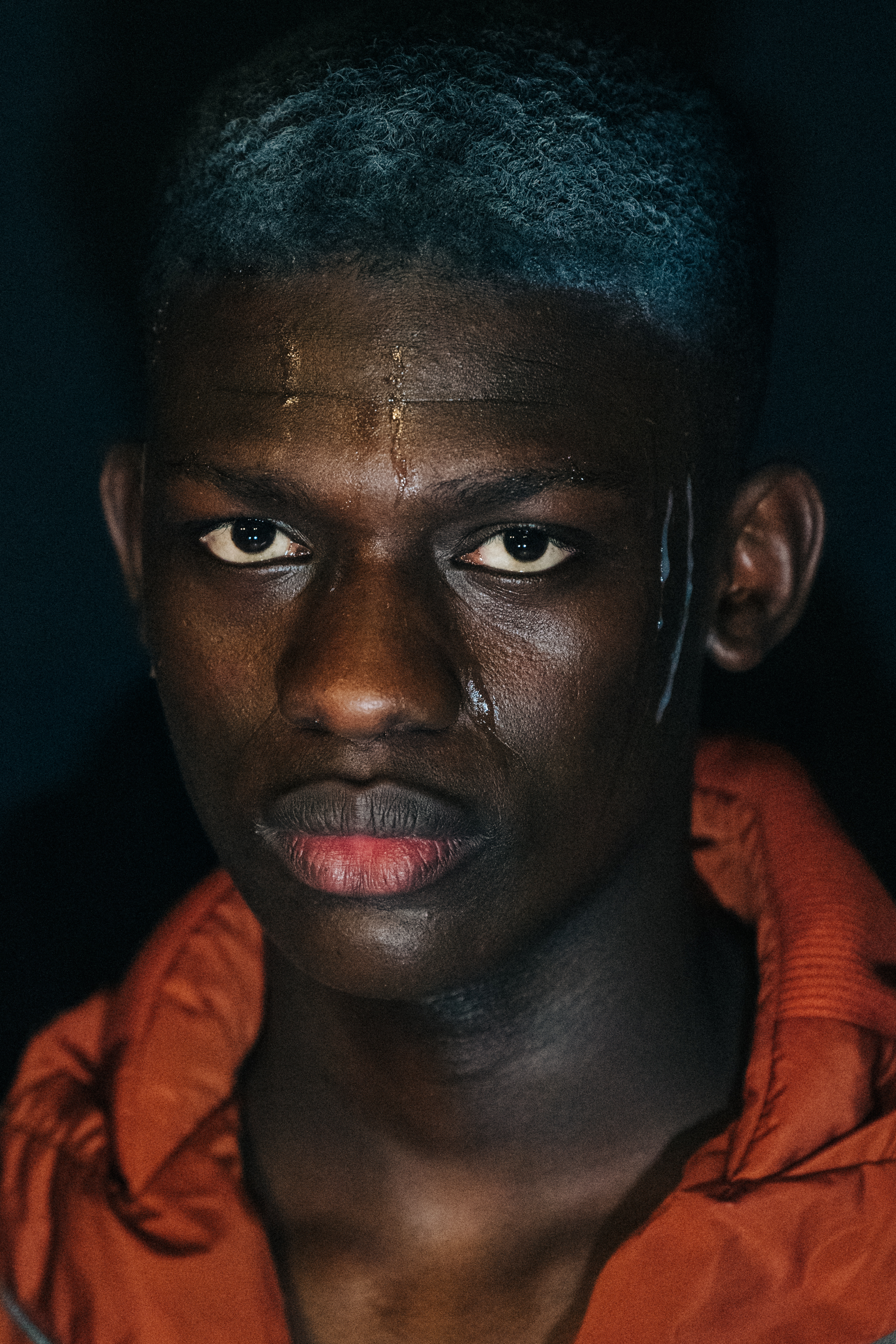 Portrait of model with grey hair