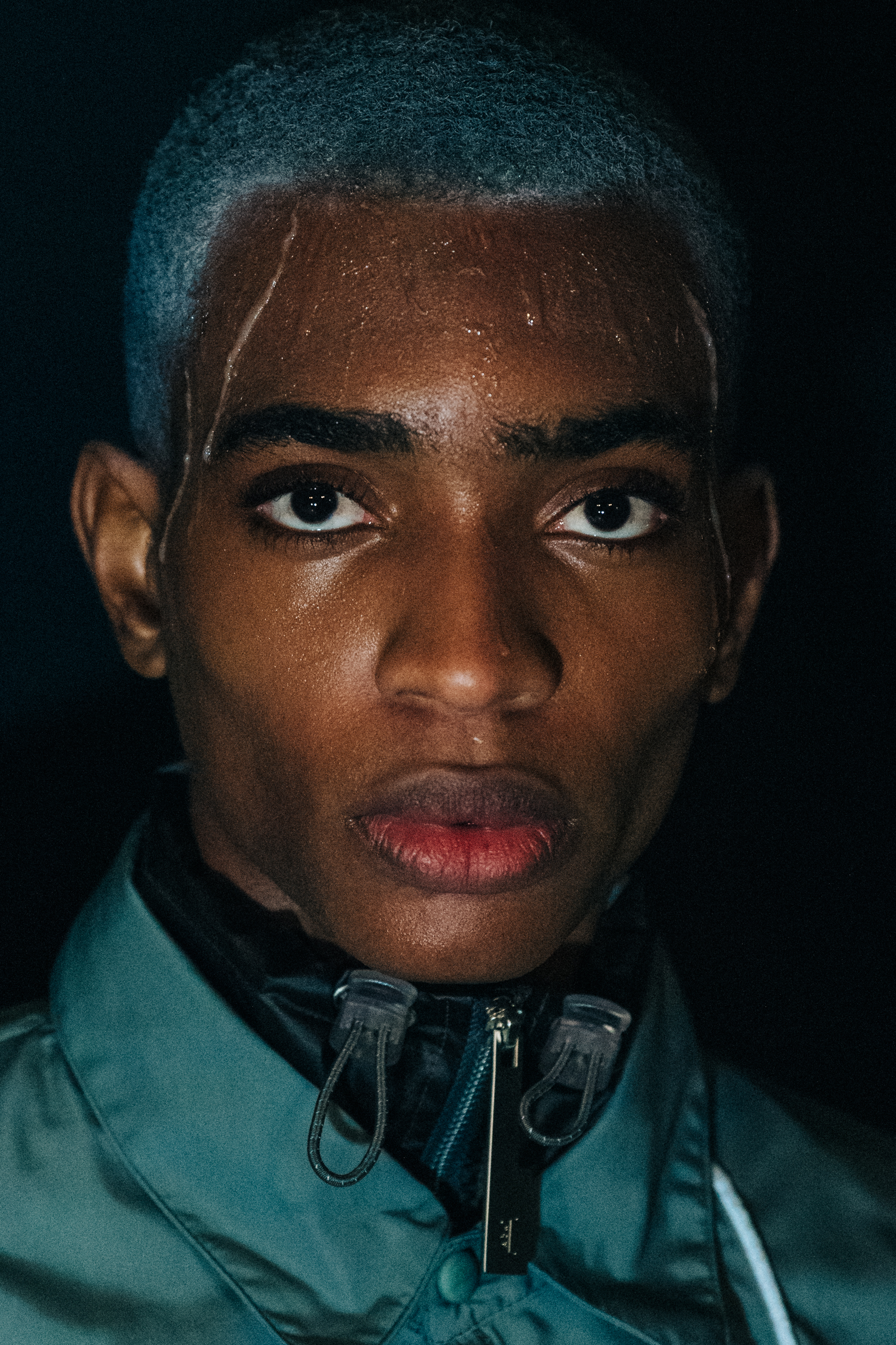 Portrait of model with grey hair