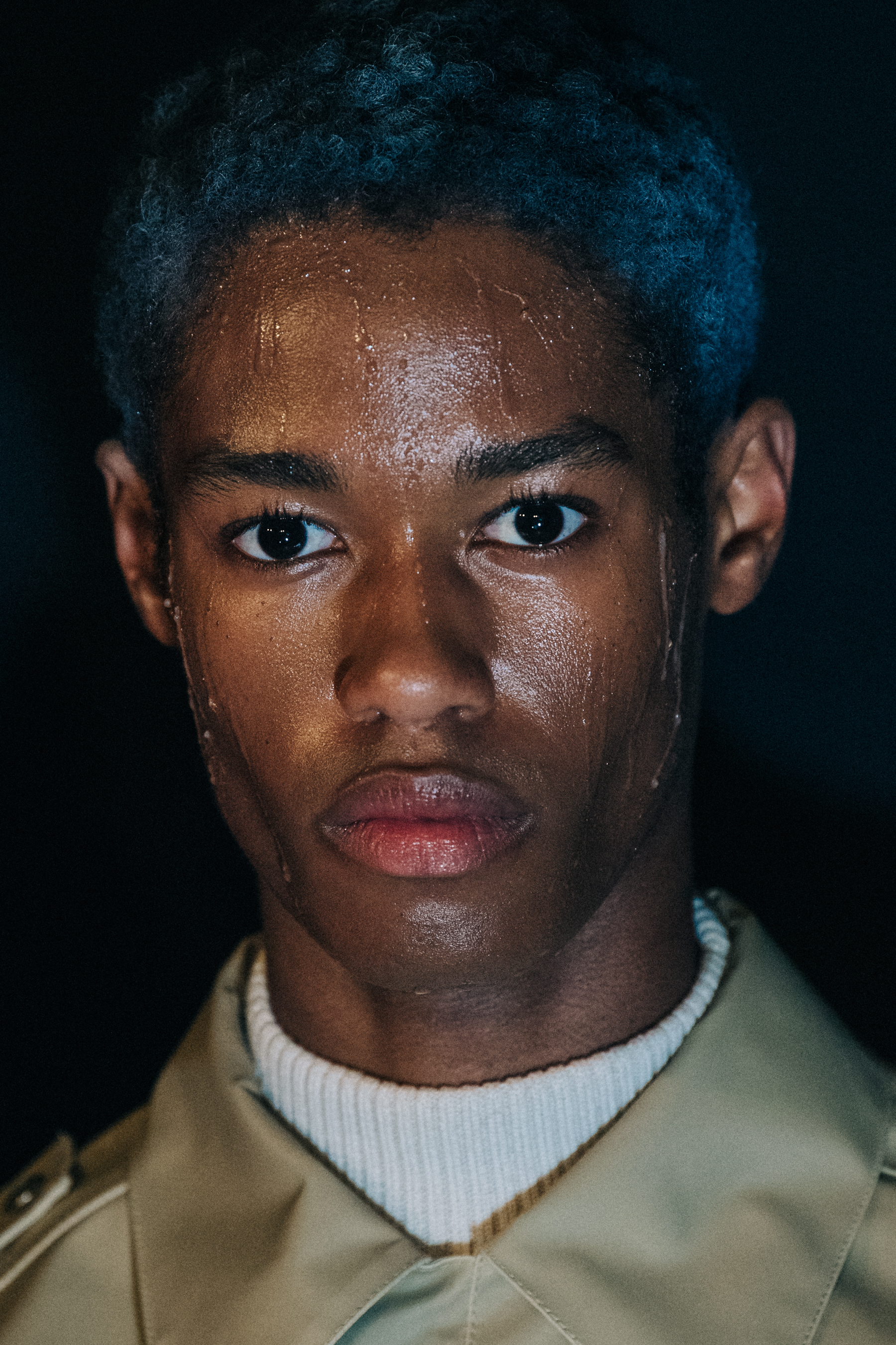 Portrait of model with grey hair