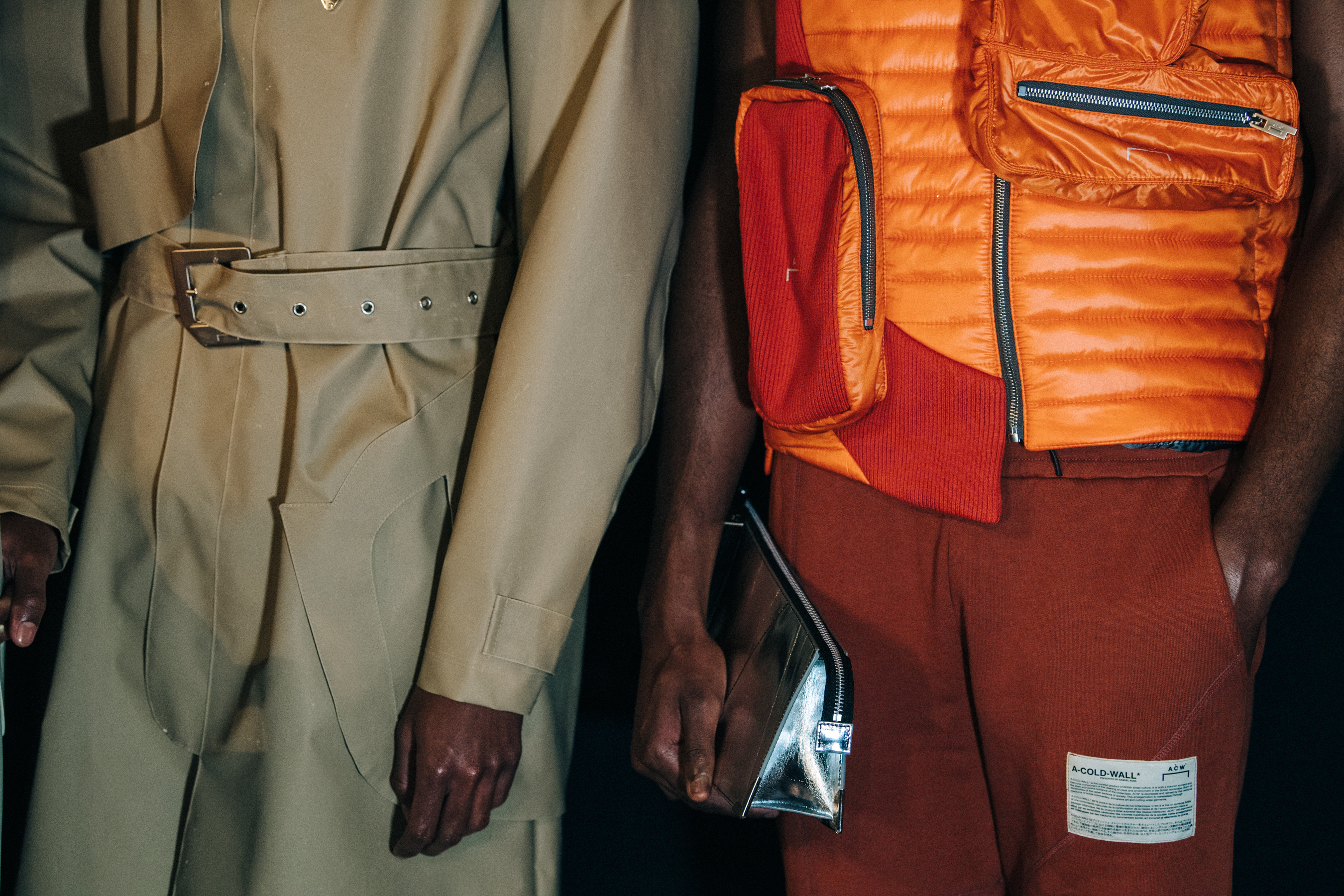 Models wearing orange and tan at A COLD WALL