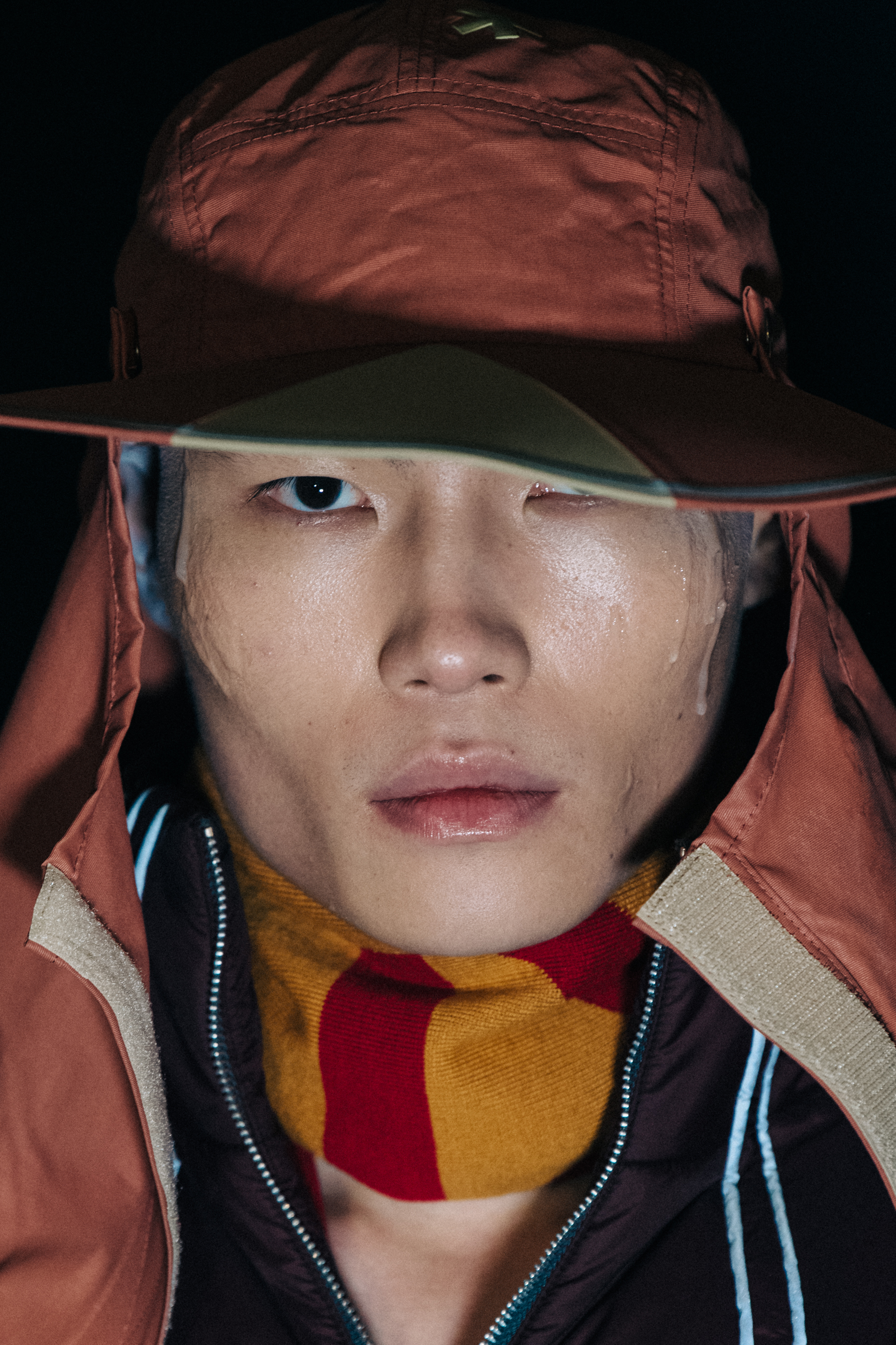 Portrait of model wearing cap