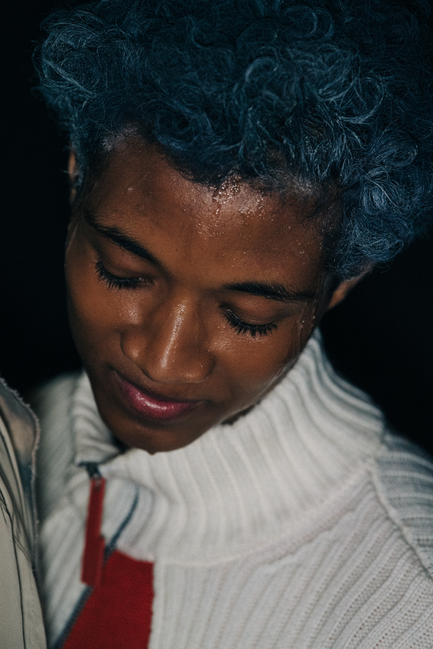 Model wearing wool turtleneck at A COLD WALL