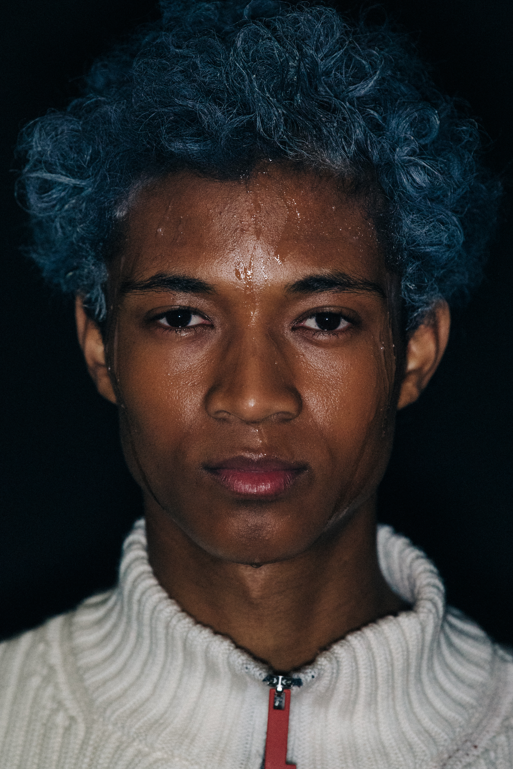 Portrait of model with grey hair