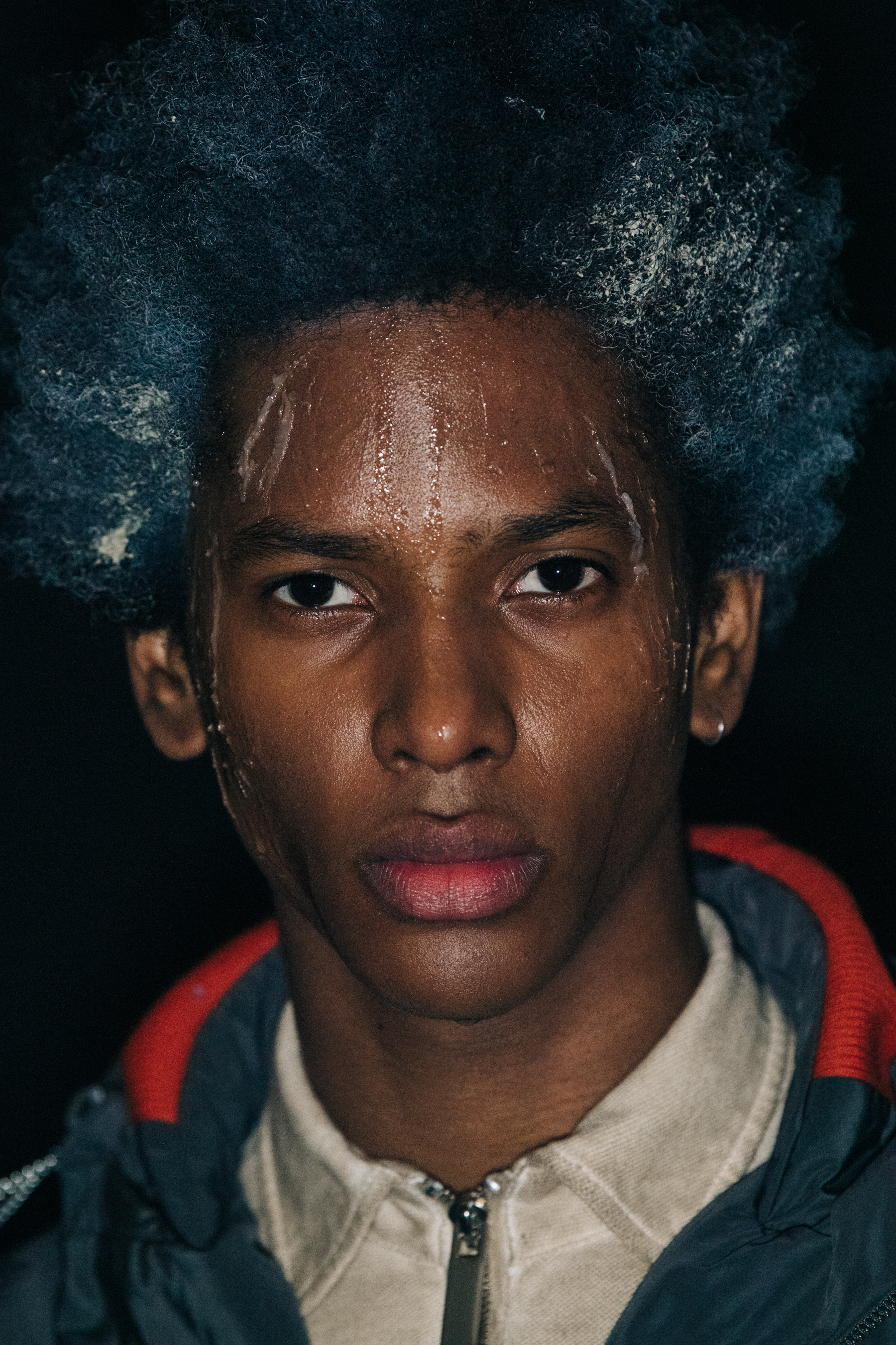 Portrait of model with grey hair
