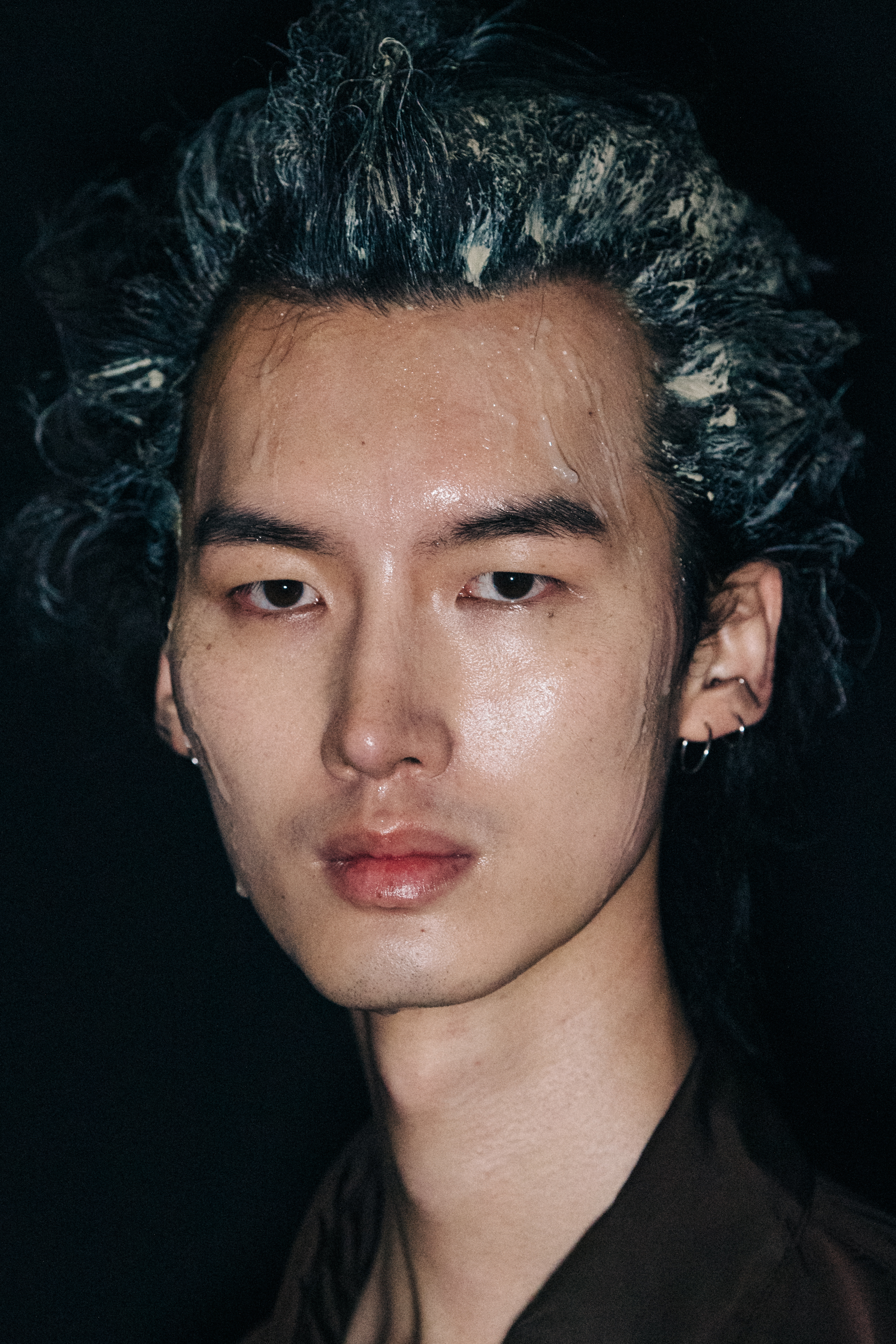 Portrait of model with grey hair