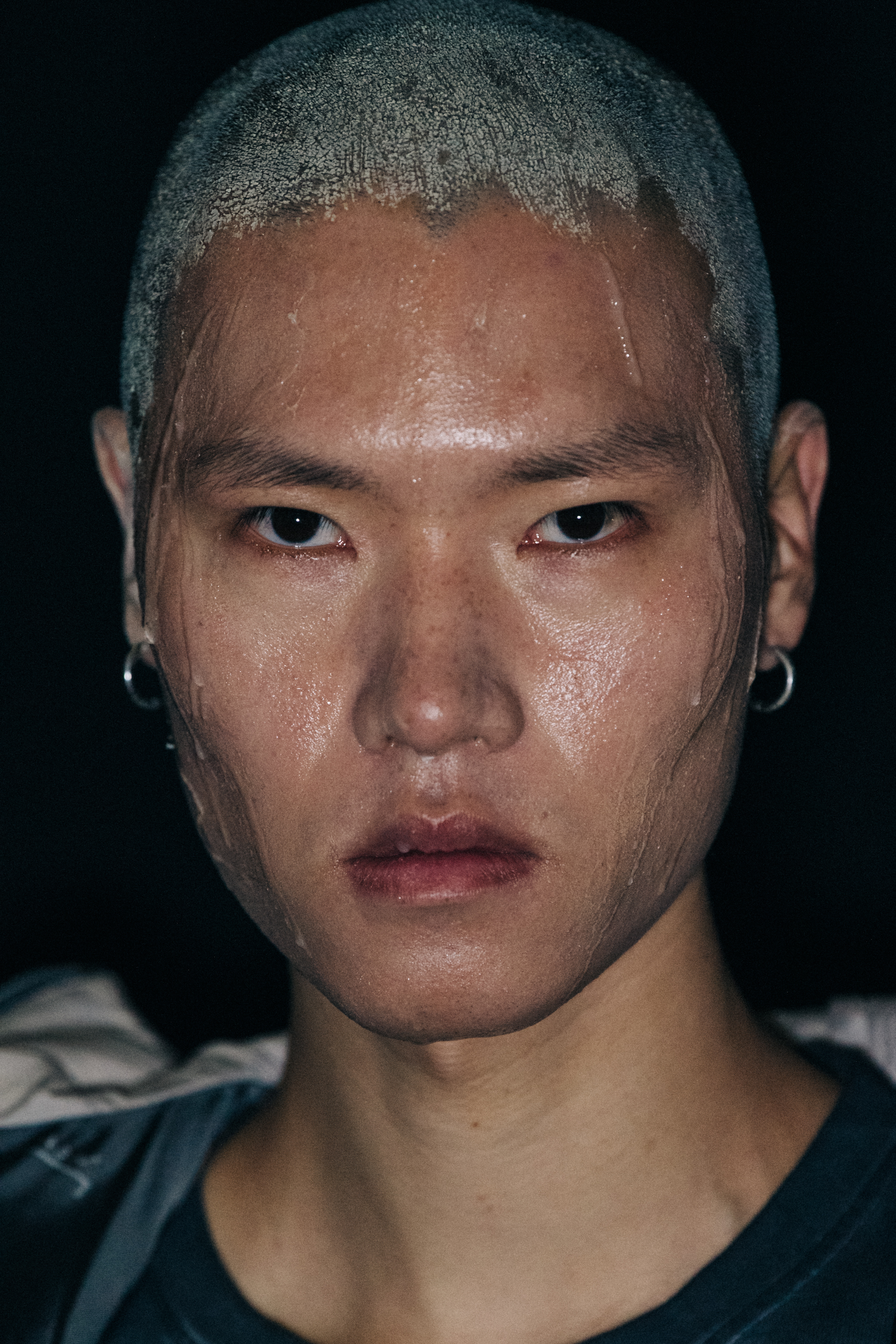Portrait of model with grey hair