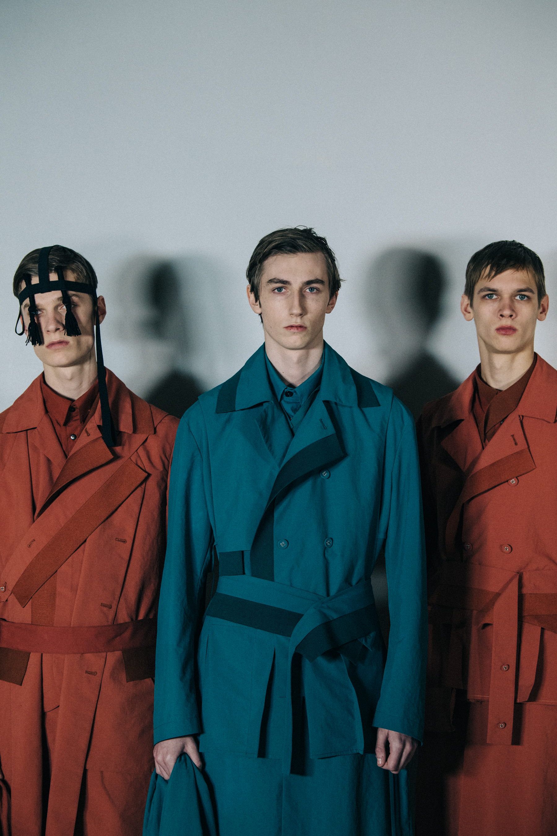 Models wearing colourful outfits at Craig Green