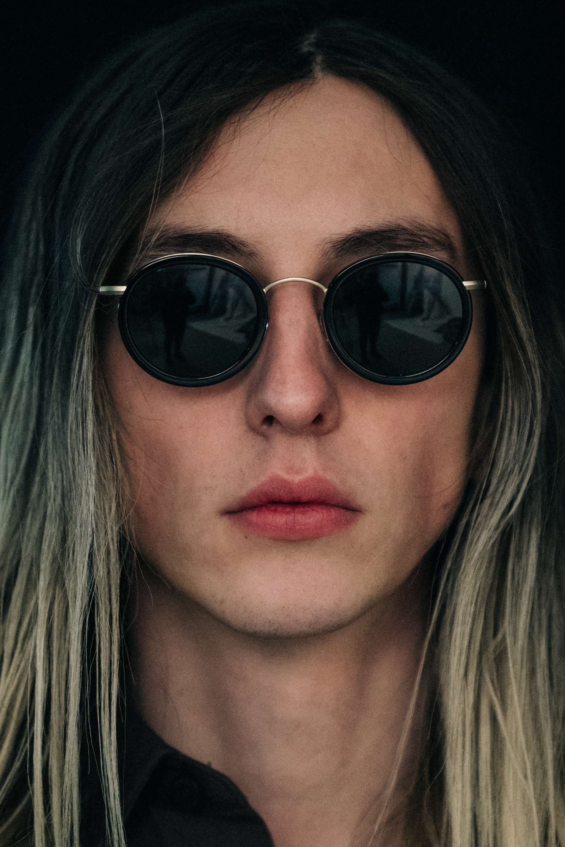 Portrait of model wearing glasses